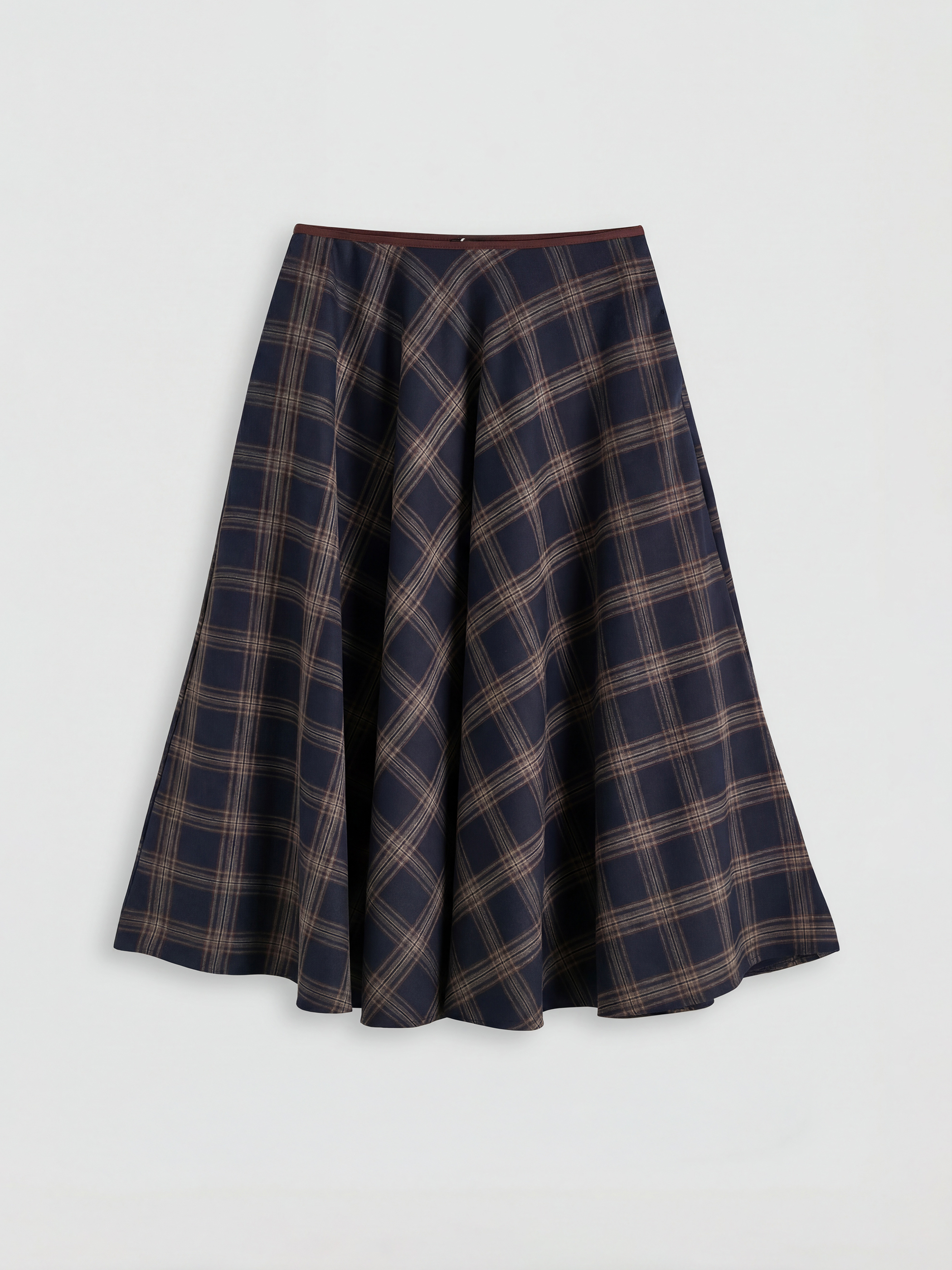 XSIDE Beli Fermuarlı Ekose Kloş Etek - S6N106Z8-1SD