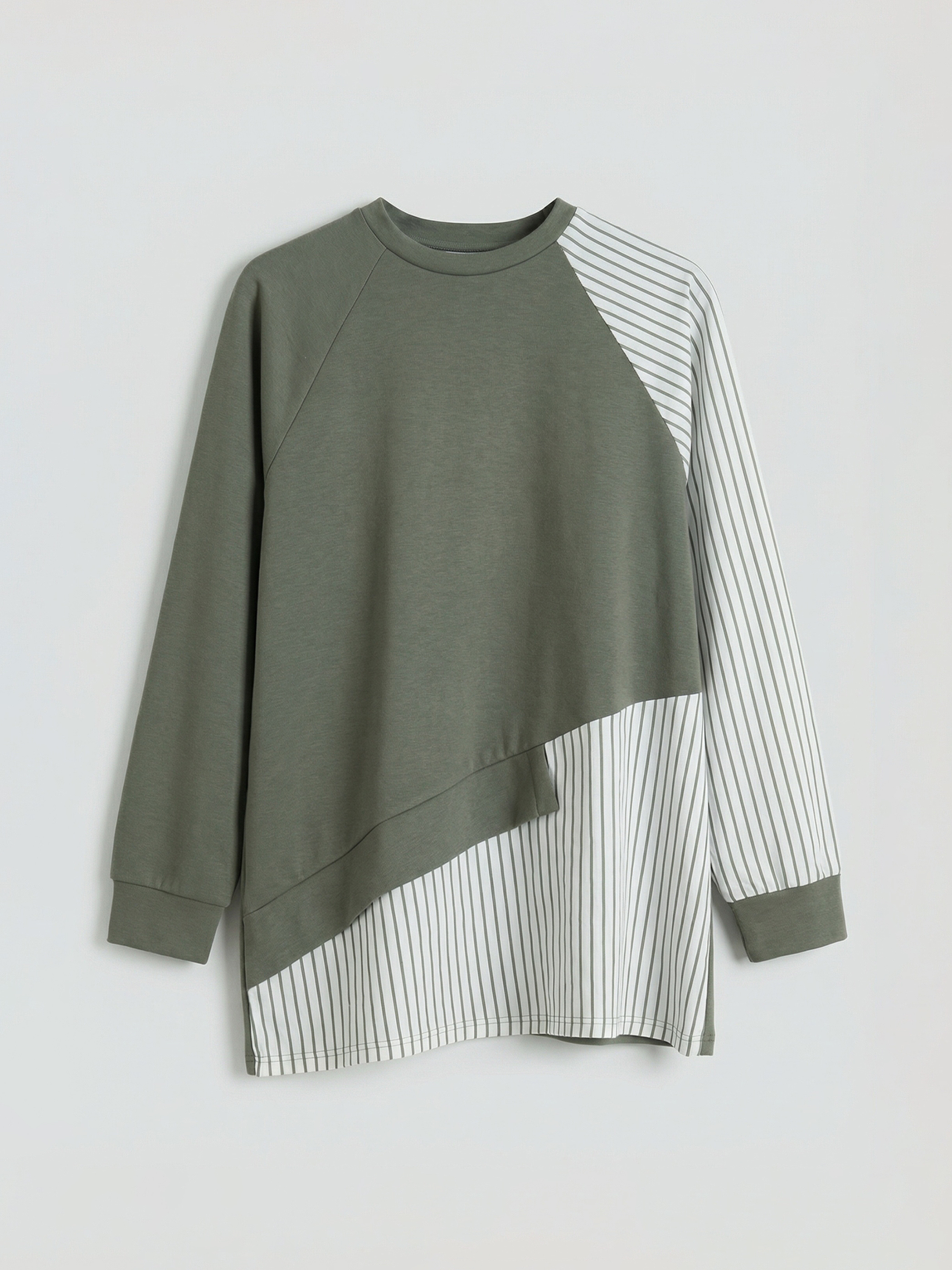 Natuvera Bisiklet Yaka Çizgili Kadın Sweatshirt Tunik - S6N107Z8-ZYL