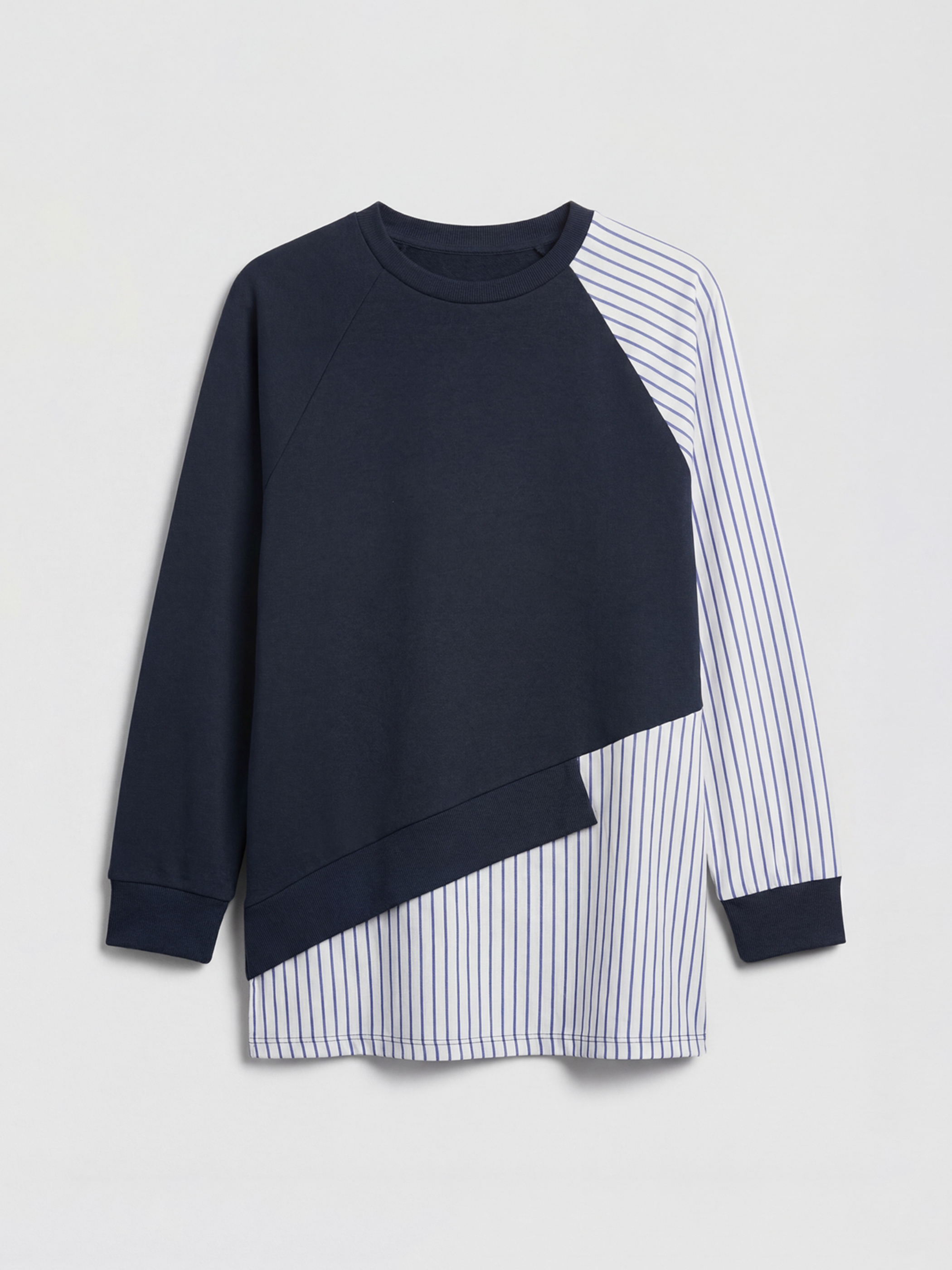 Natuvera Bisiklet Yaka Çizgili Kadın Sweatshirt Tunik - S6N107Z8-ZZU