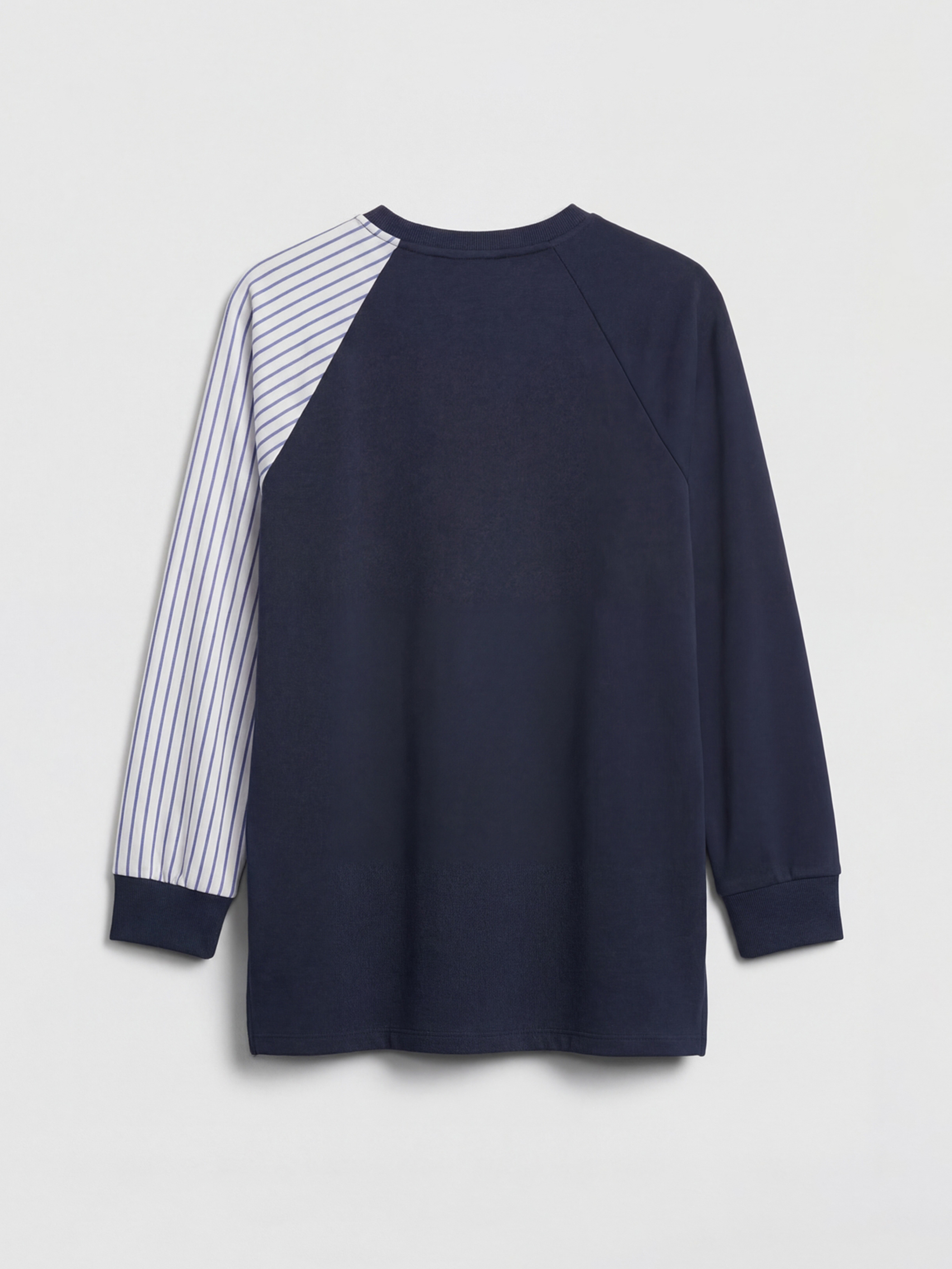 Lacivert Bisiklet Yaka Çizgili Kadın Sweatshirt Tunik-1