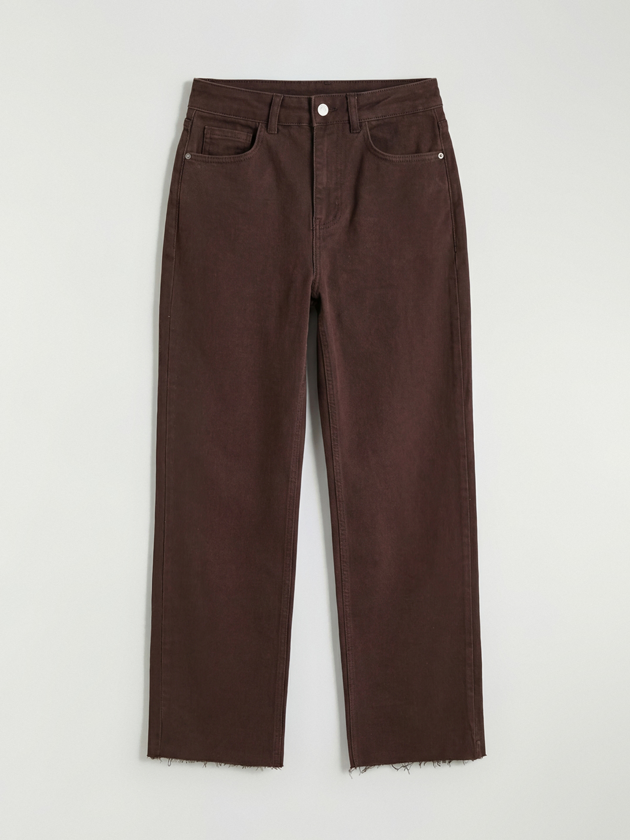 Kahverengi Straight Fit Kadın Jean Pantolon-4