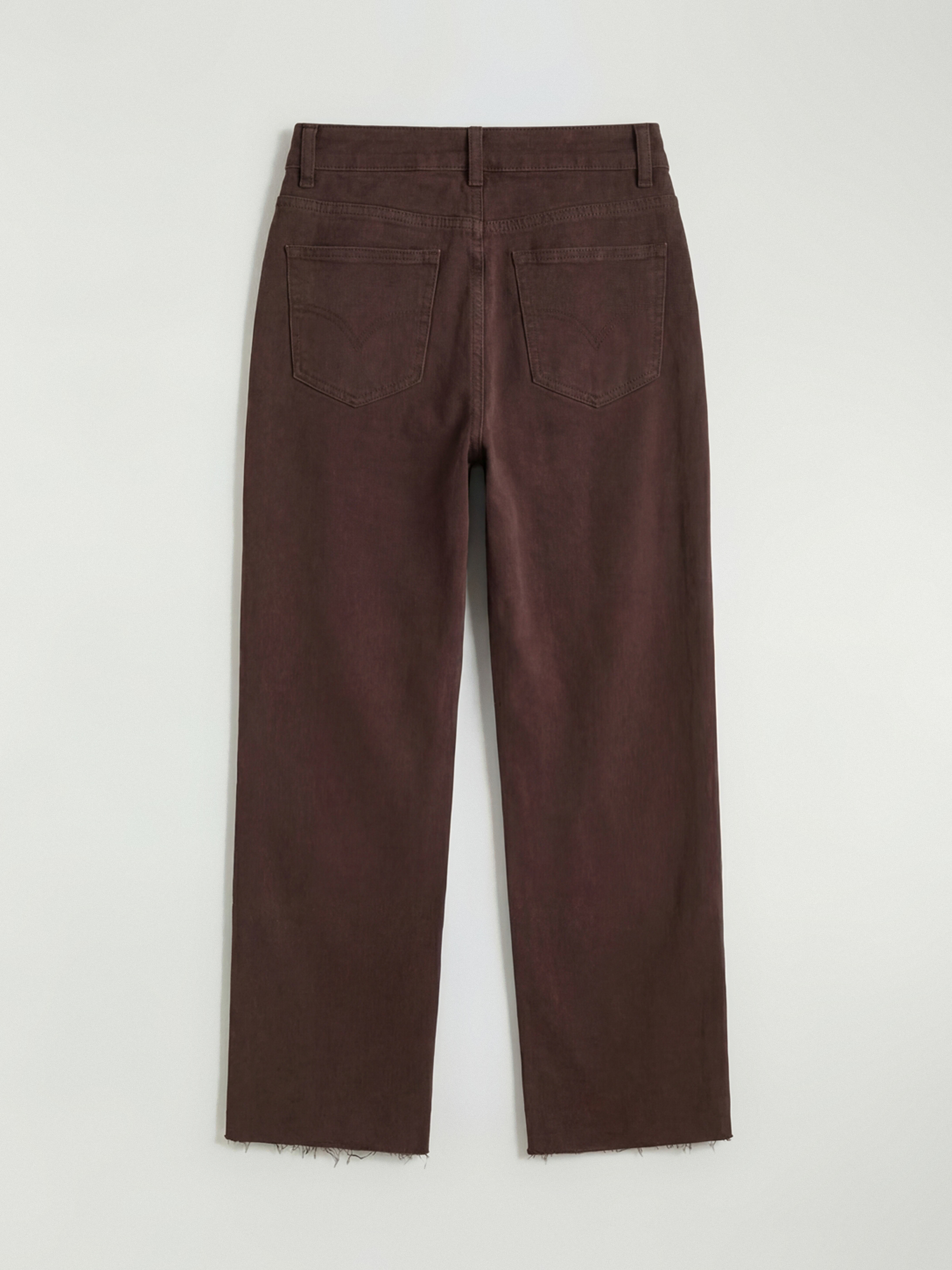 Kahverengi Straight Fit Kadın Jean Pantolon-5