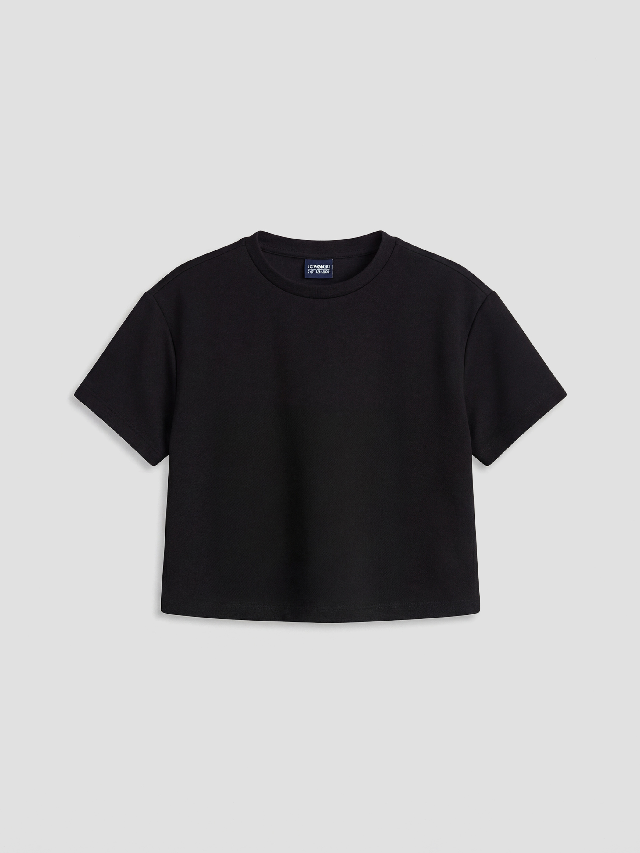 Siyah Bisiklet Yaka Kız Çocuk Tişört ve Şort-1