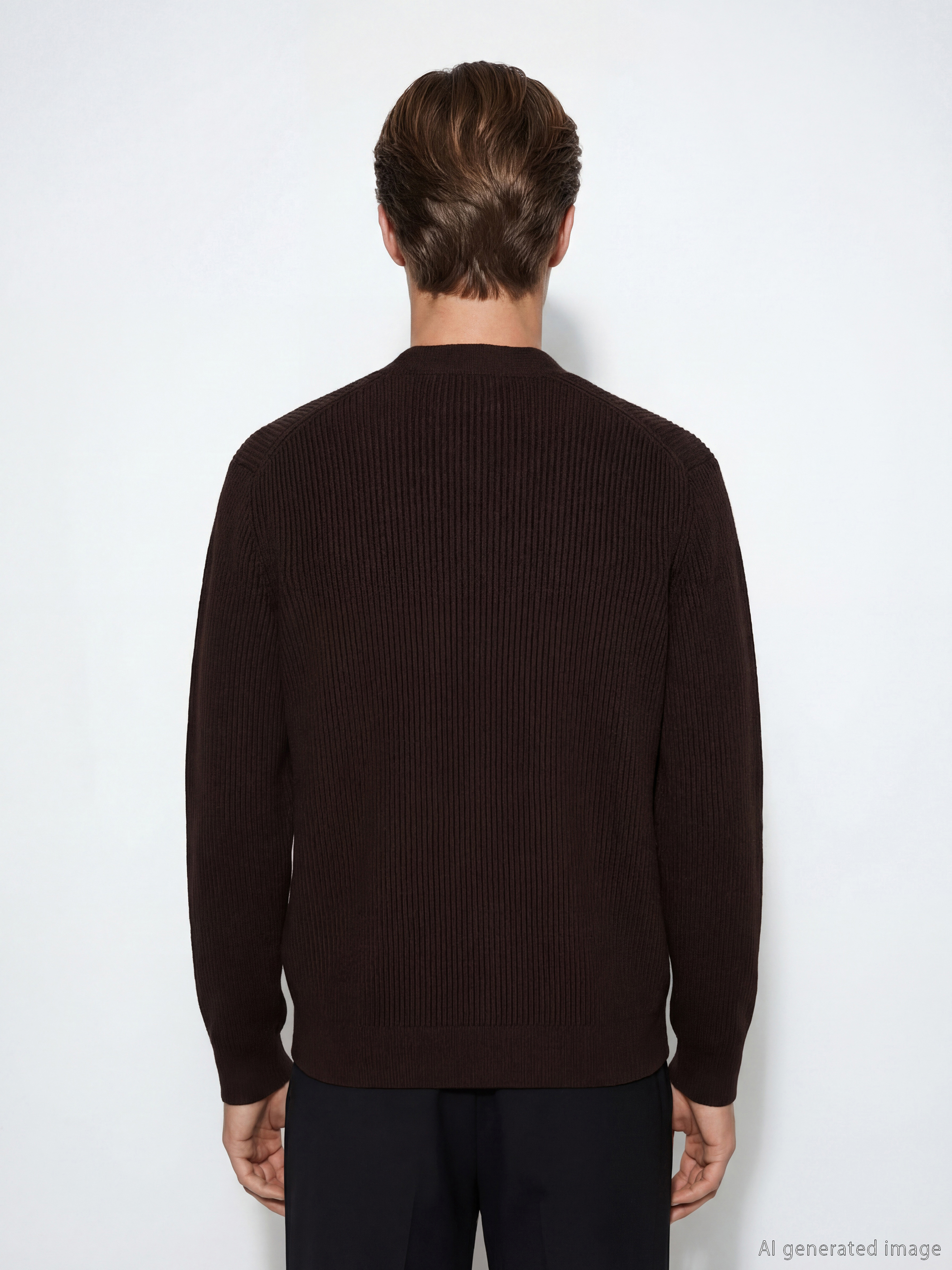 Kahverengi Standart Kalıp Erkek Triko Hırka-2