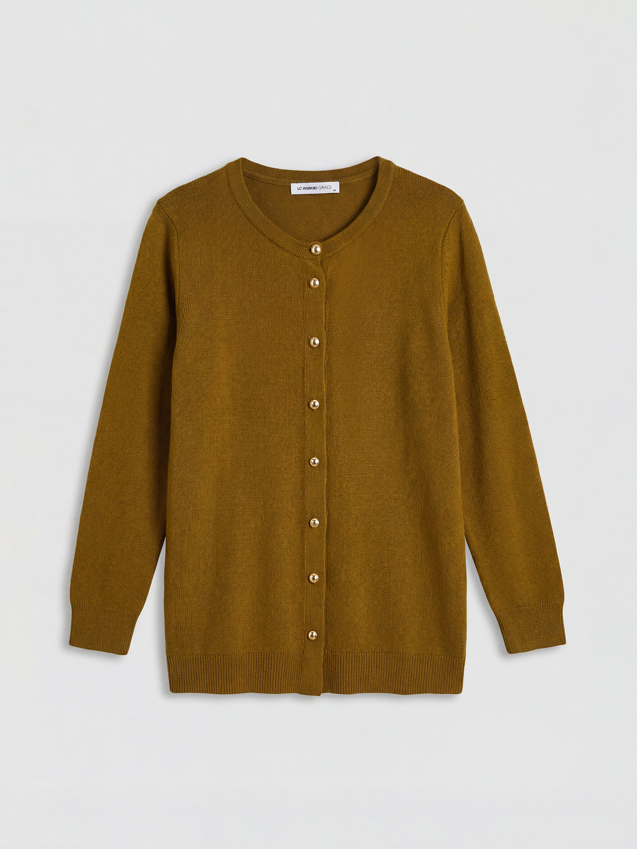 LCW Grace Bisiklet Yaka Kadın Triko Hırka - S6N398Z8-DMK