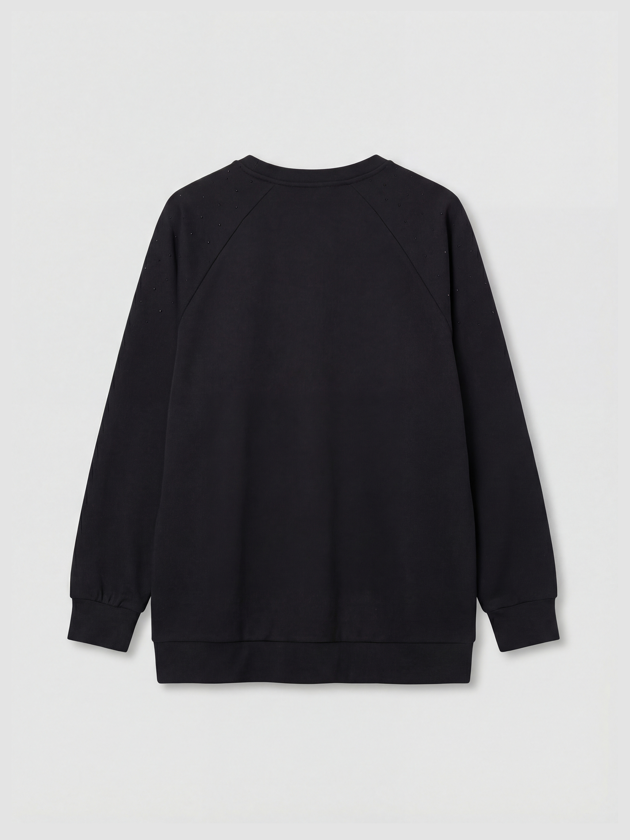 Siyah Bisiklet Yaka Taşlı Kadın Sweatshirt-1