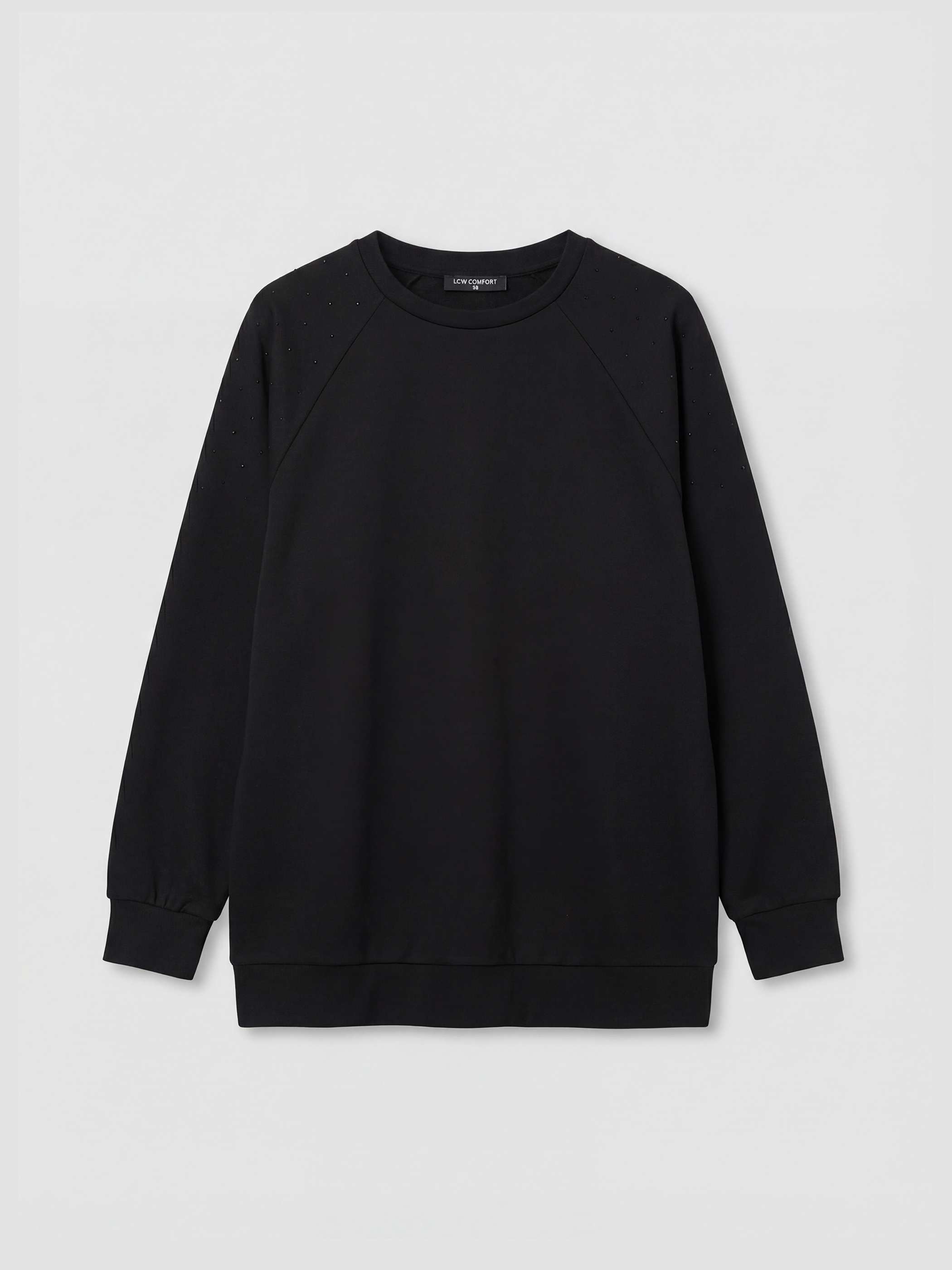 LCW Comfort Bisiklet Yaka Taşlı Kadın Sweatshirt - S6N441Z8-CVL