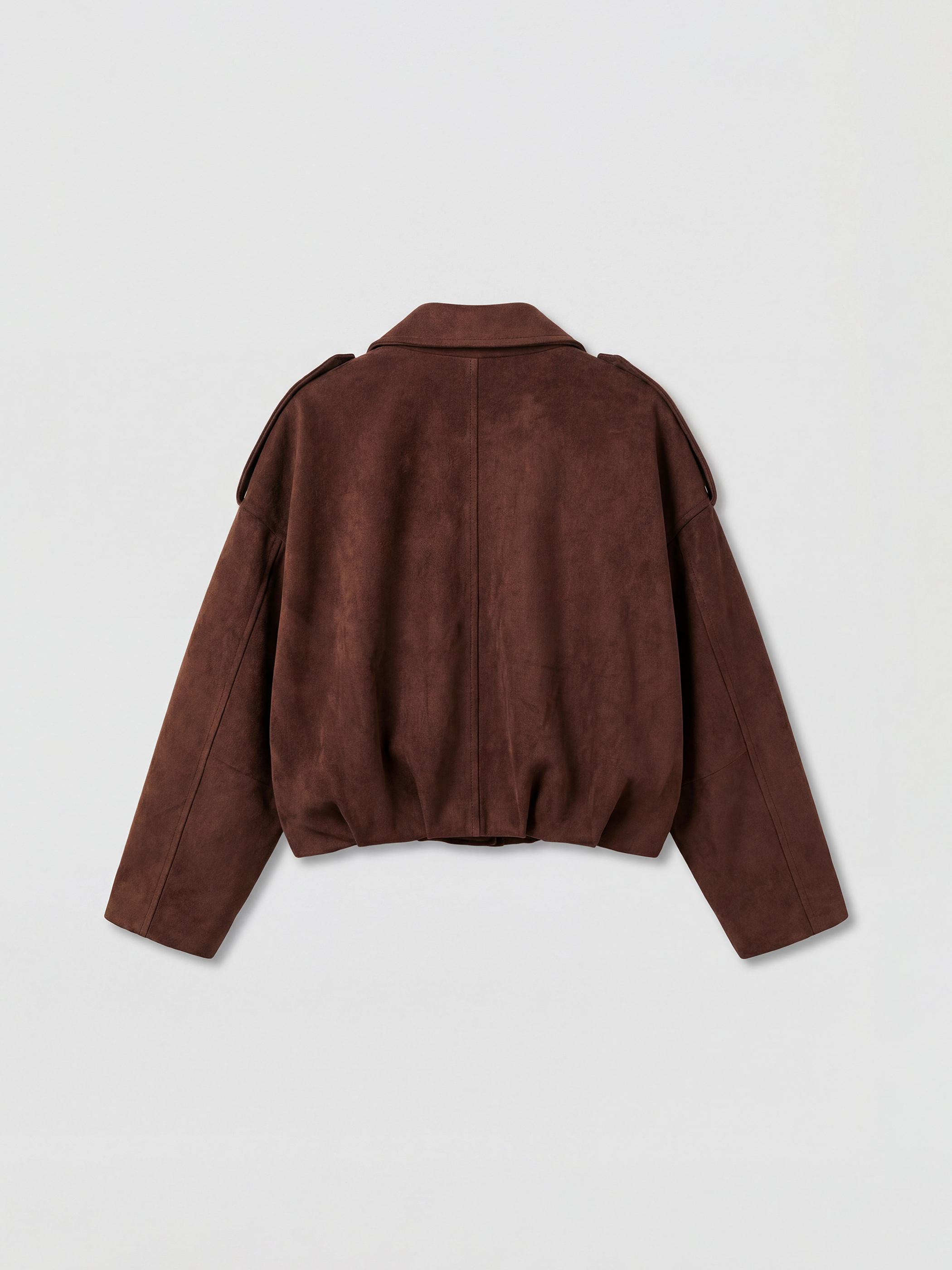 Kahverengi Gömlek Yaka Kadın Süet Görünümlü Ceket-1