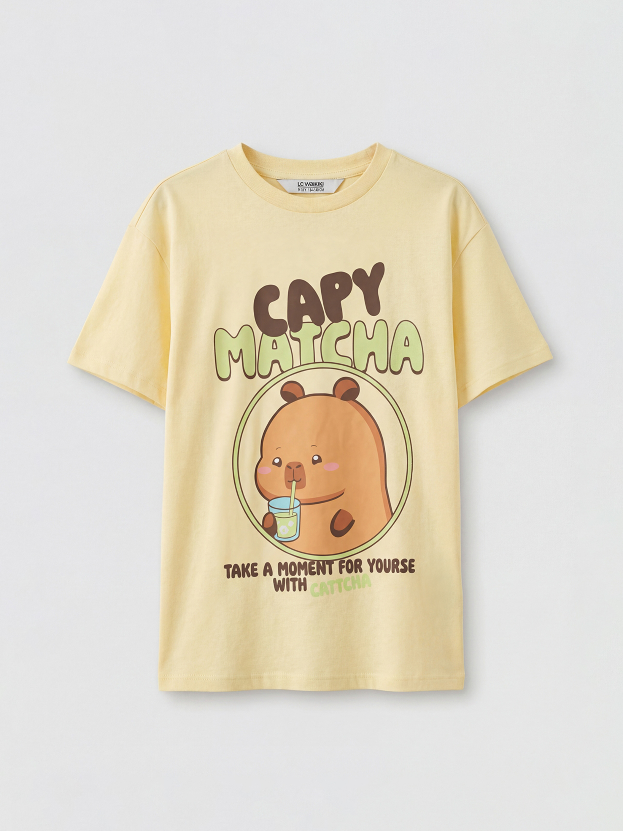 LCW Kids Bisiklet Yaka Capyfun Baskılı Kız Çocuk Tişört - S6N633Z4-FQ0