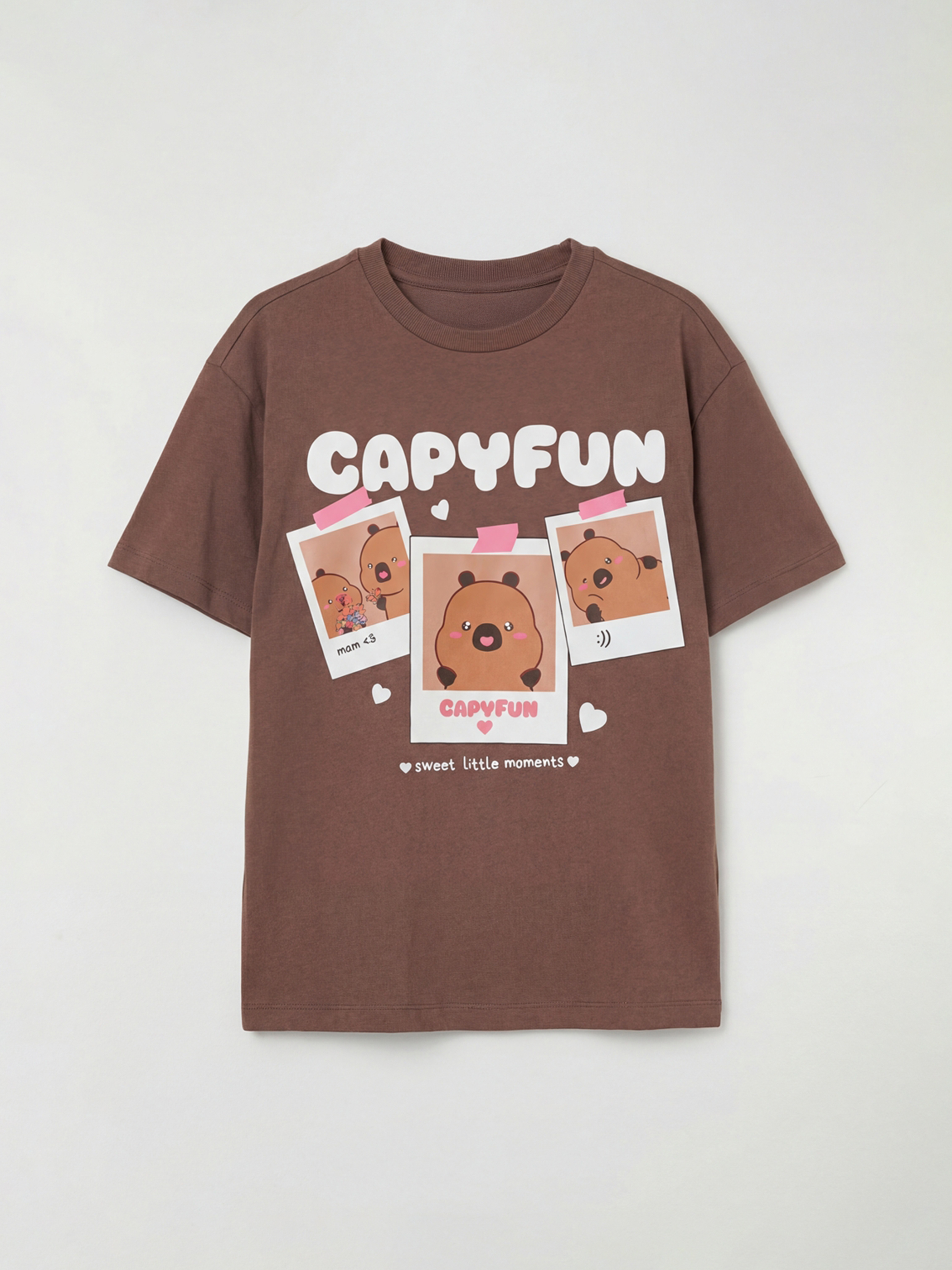 LCW Kids Bisiklet Yaka Capyfun Baskılı Kız Çocuk Tişört - S6N635Z4-ZHA