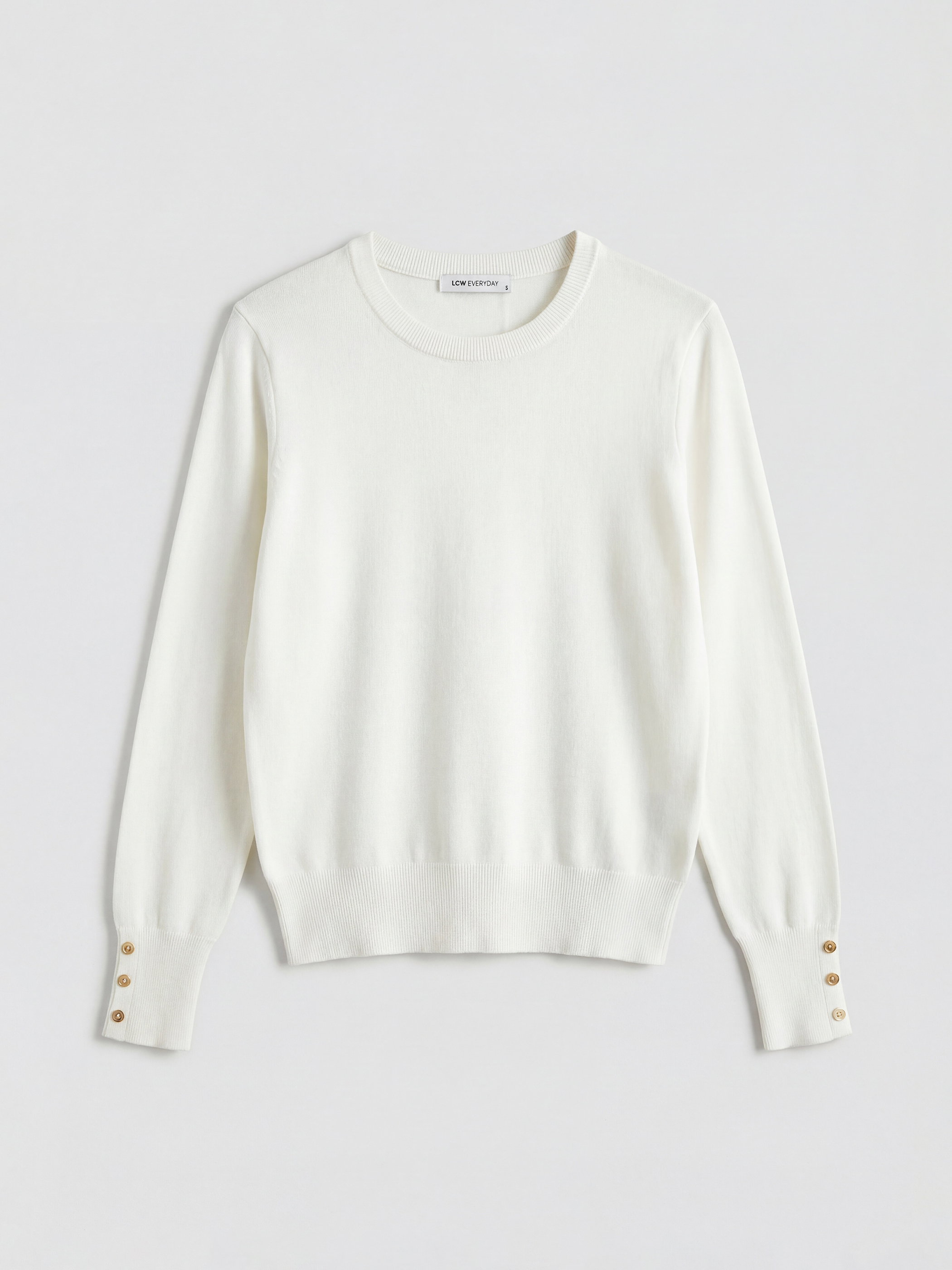 Ekru Bisiklet Yaka Kadın Triko Kazak	-4