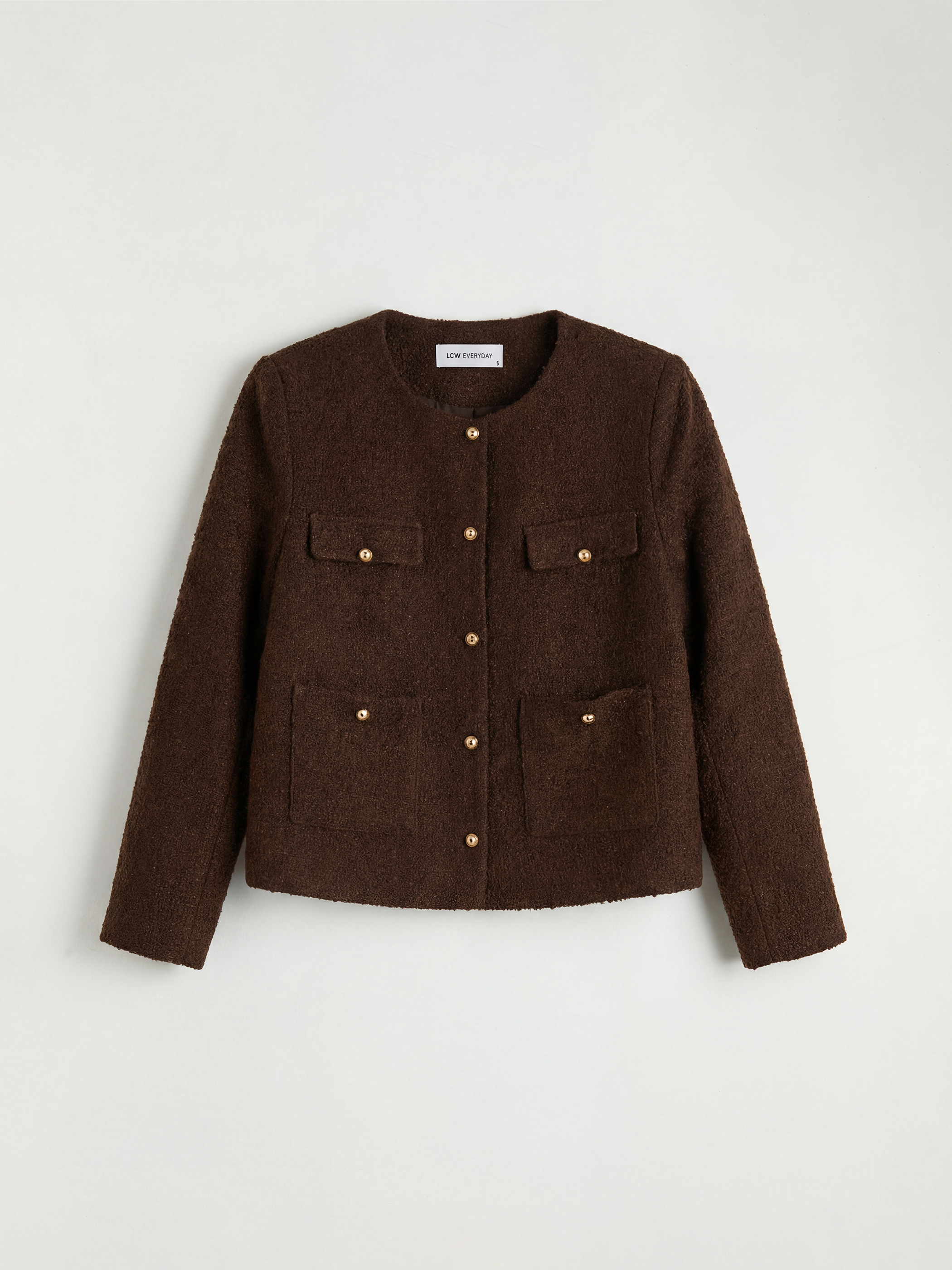 LCWAIKIKI Classic Bisiklet Yaka Yün Karışımlı Kadın Ceket - S6N656Z8-1J0