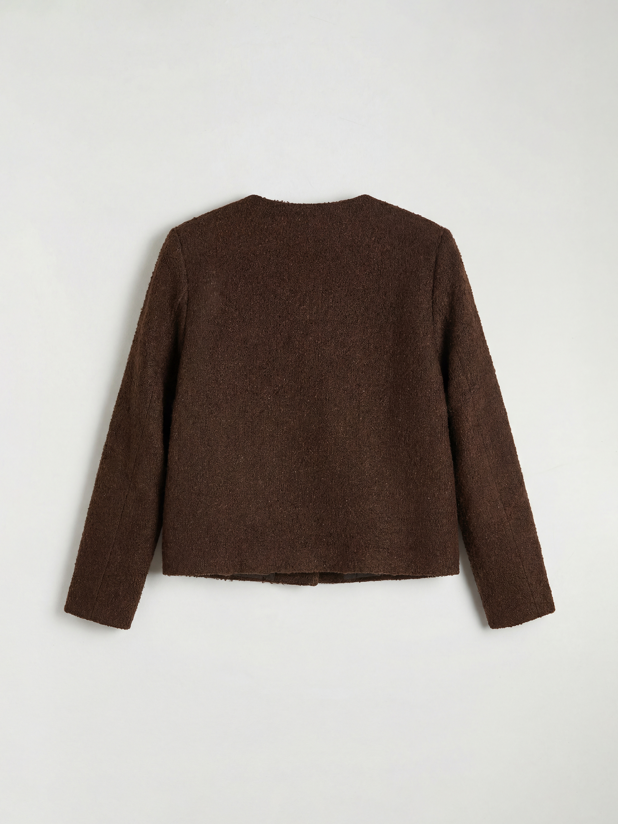 Kahverengi Bisiklet Yaka Yün Karışımlı Kadın Ceket-1