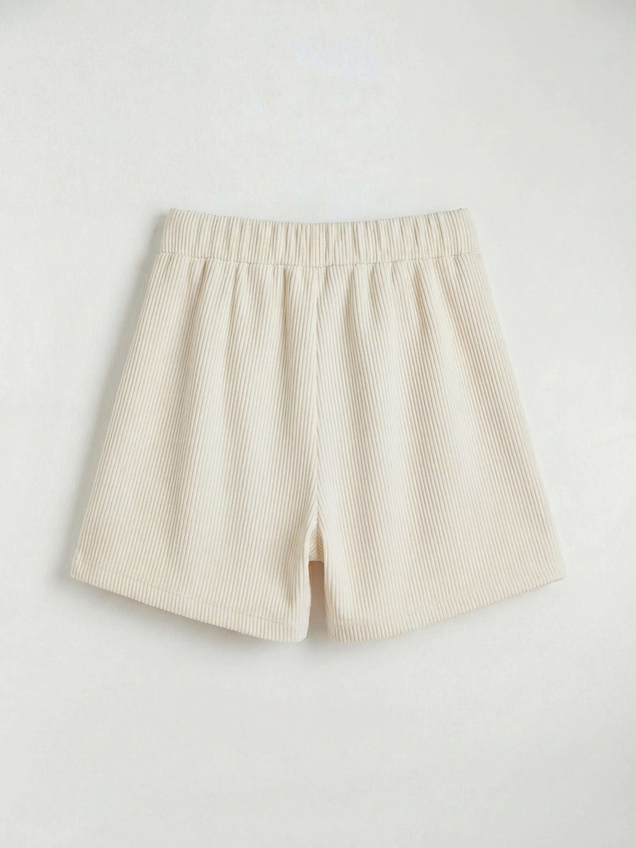 Ekru Fitilli Kız Çocuk Kadife Şort Etek-1