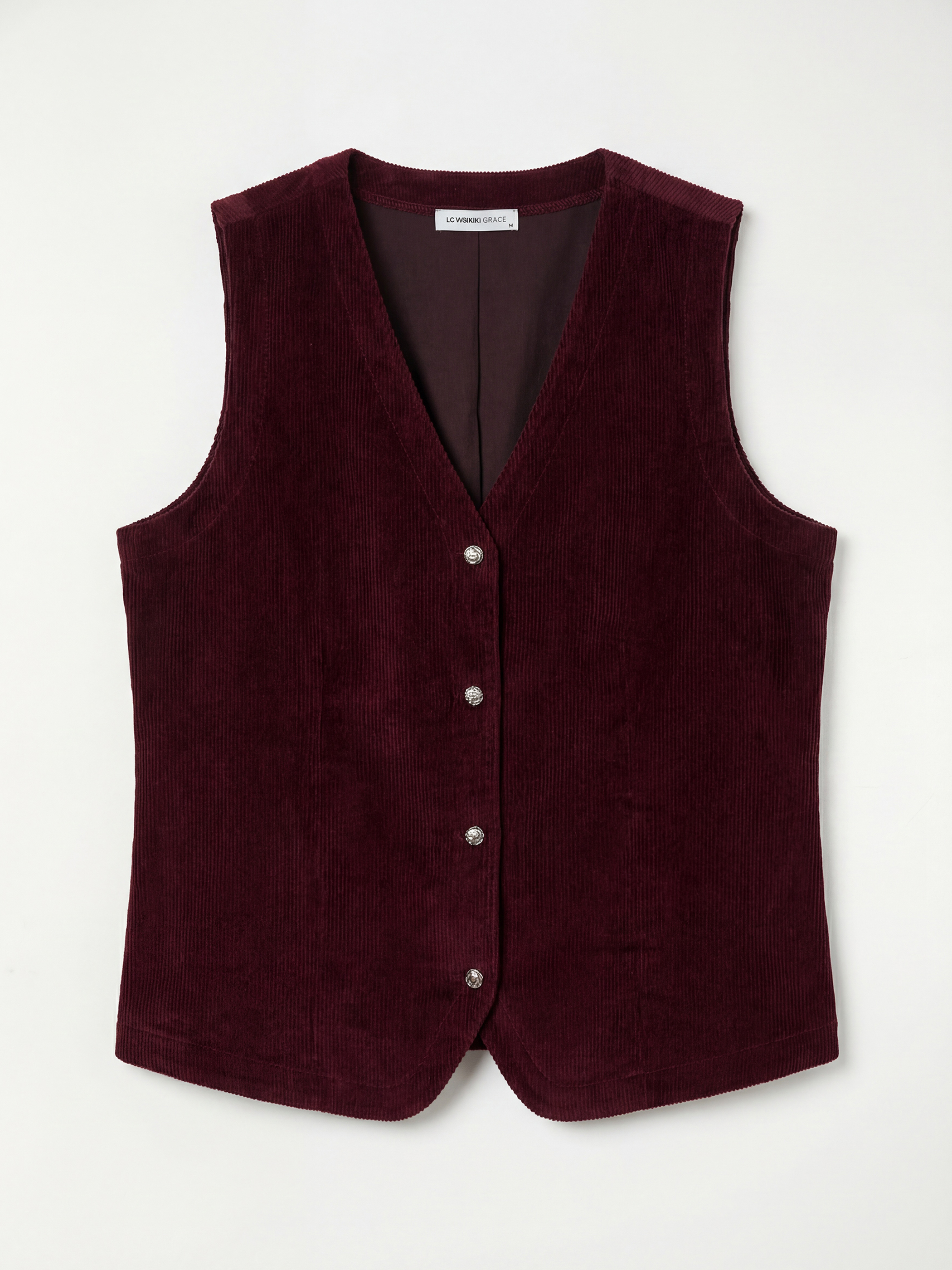 LCW Grace V Yaka Fitilli Kadife Kadın Yelek - S6N746Z8-ZMY