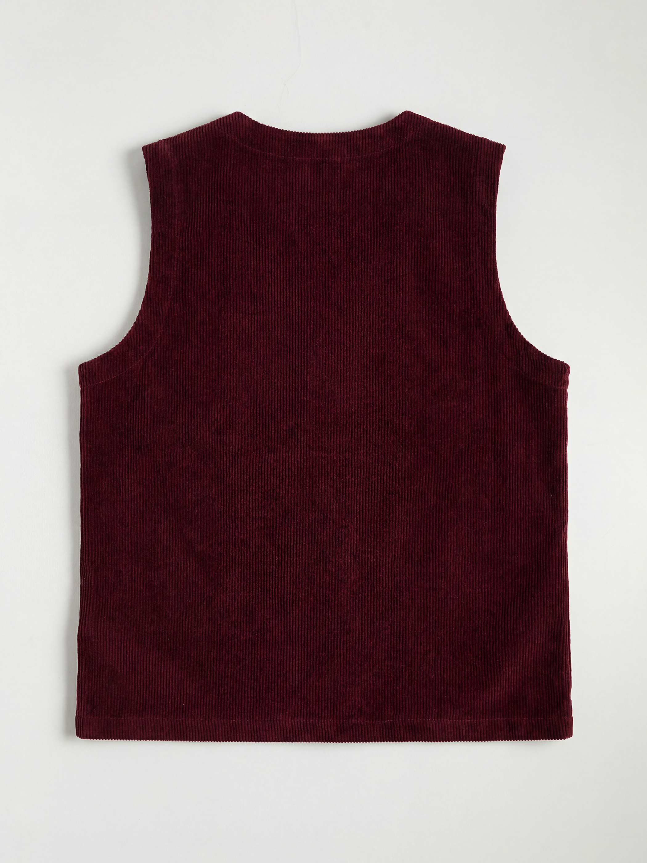 Bordo V Yaka Fitilli Kadife Kadın Yelek-1