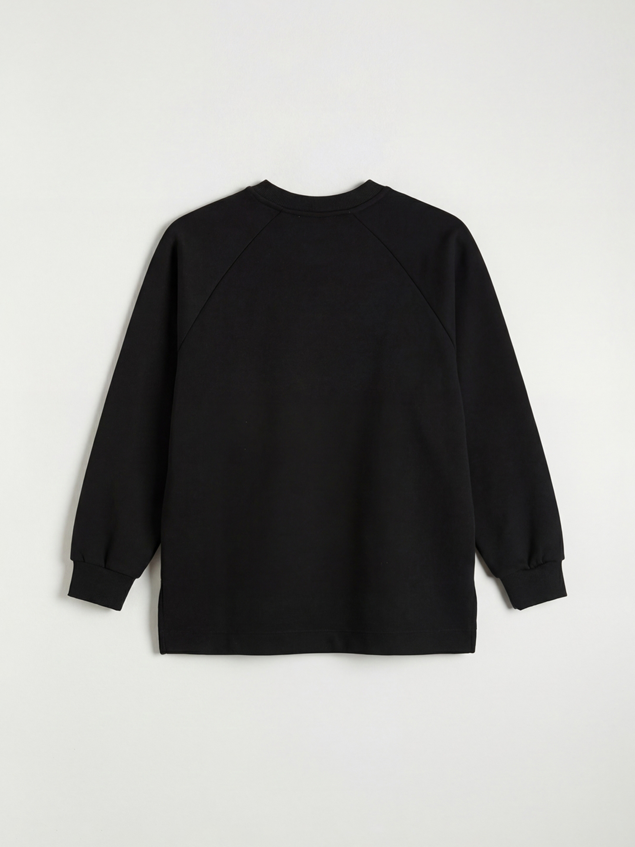 Siyah Bisiklet Yaka Boncuk İşlemeli Kadın Sweatshirt Tunik-5