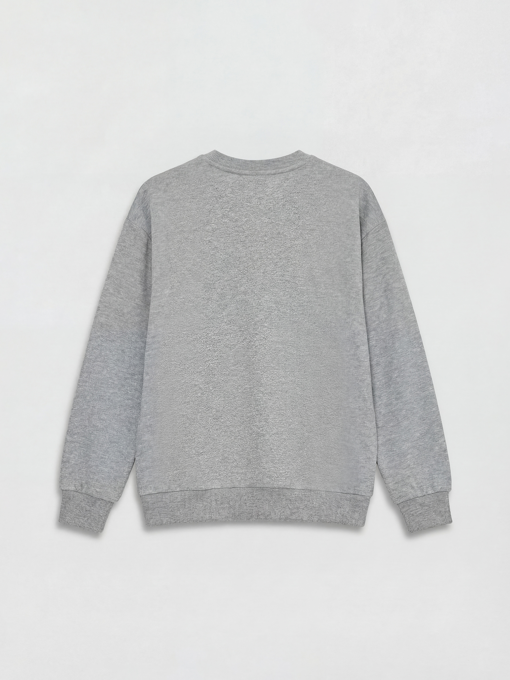 Gri Bisiklet Yaka Baskılı Kadın Kalın Sweatshirt-5