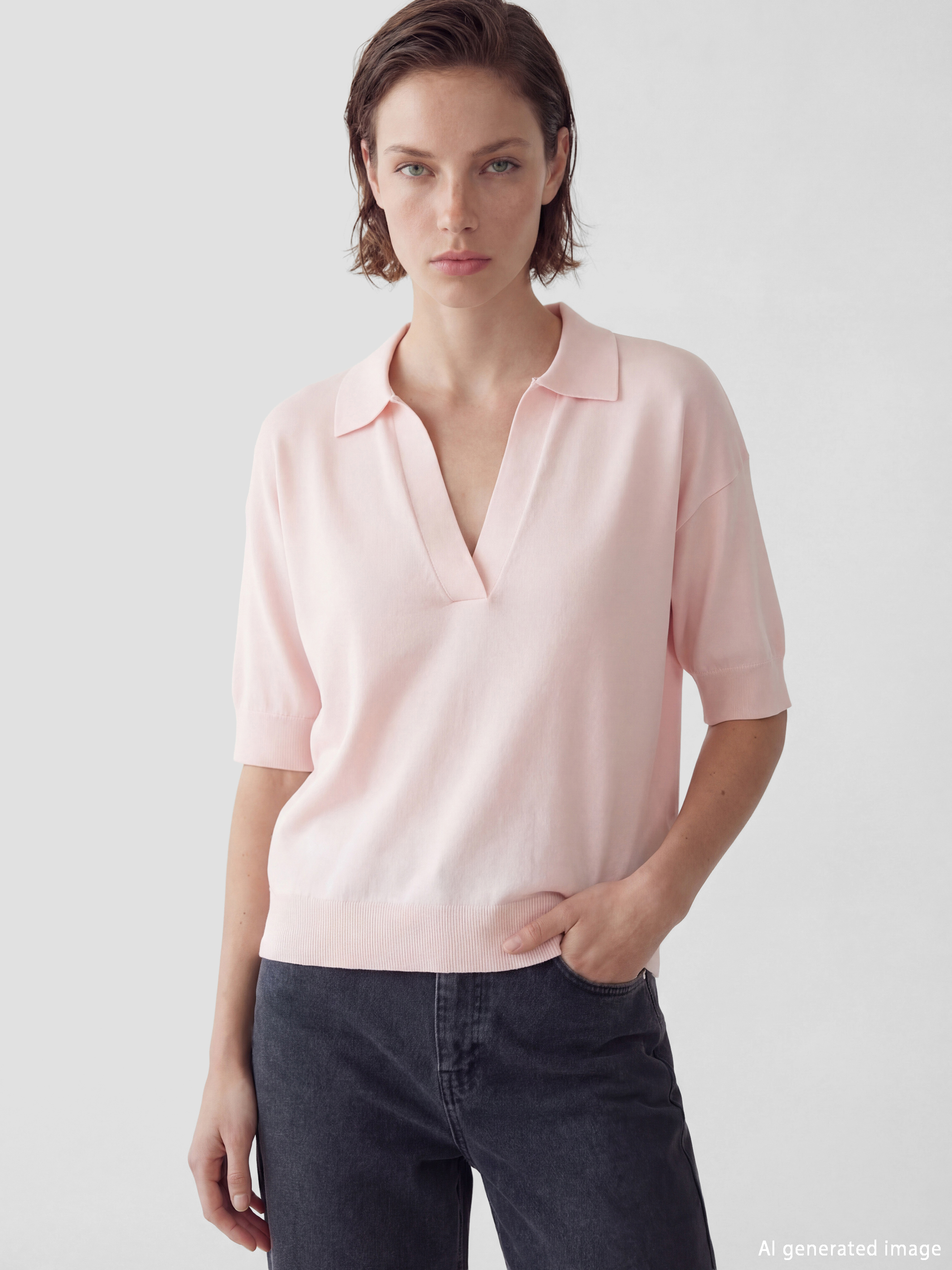 LCW Vision Polo Yaka Oversize Kadın Triko Kazak	 - S6N882Z8-G4V