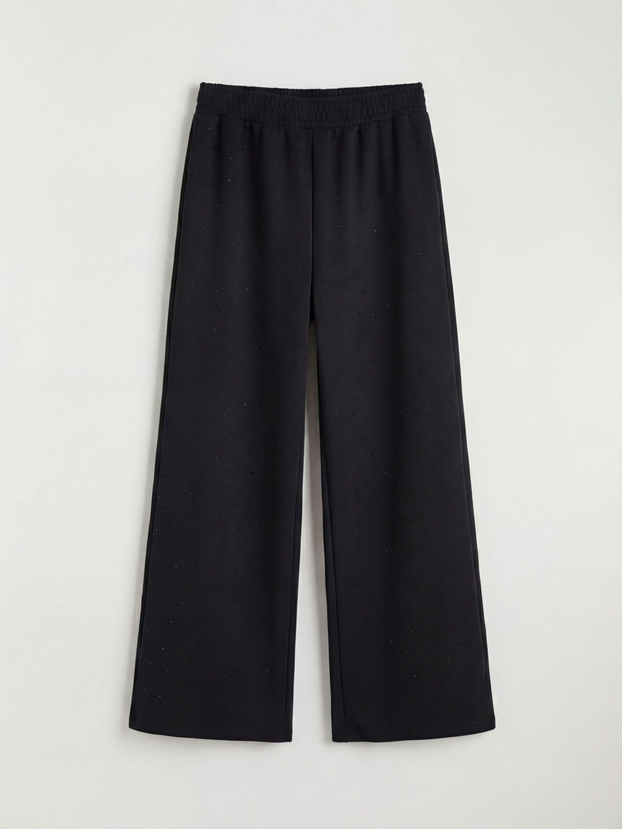 Siyah Taş Detaylı Geniş Paça Kız Çocuk Eşofman Altı-1