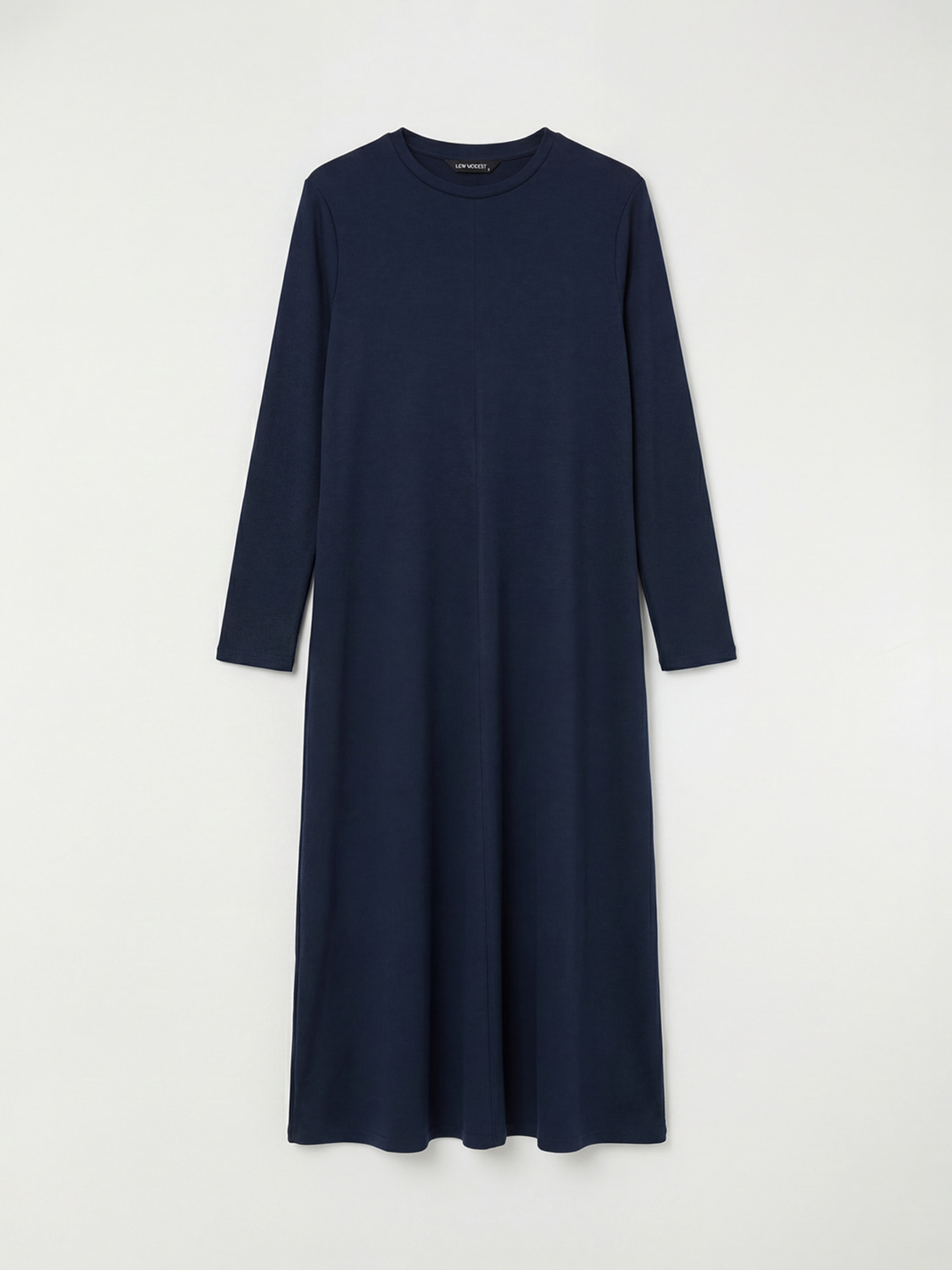 Lacivert Bisiklet Yaka A Kesim Elbise-4