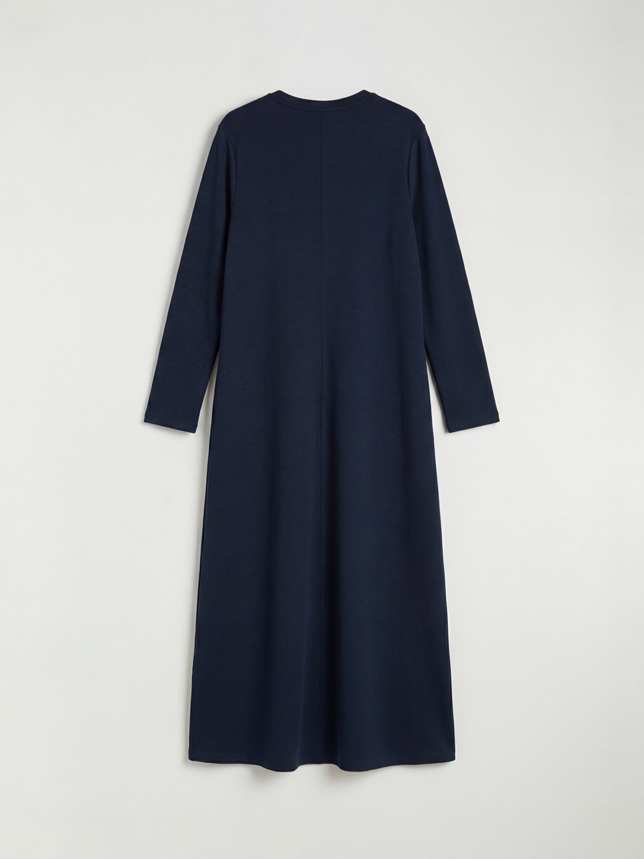 Lacivert Bisiklet Yaka A Kesim Elbise-5