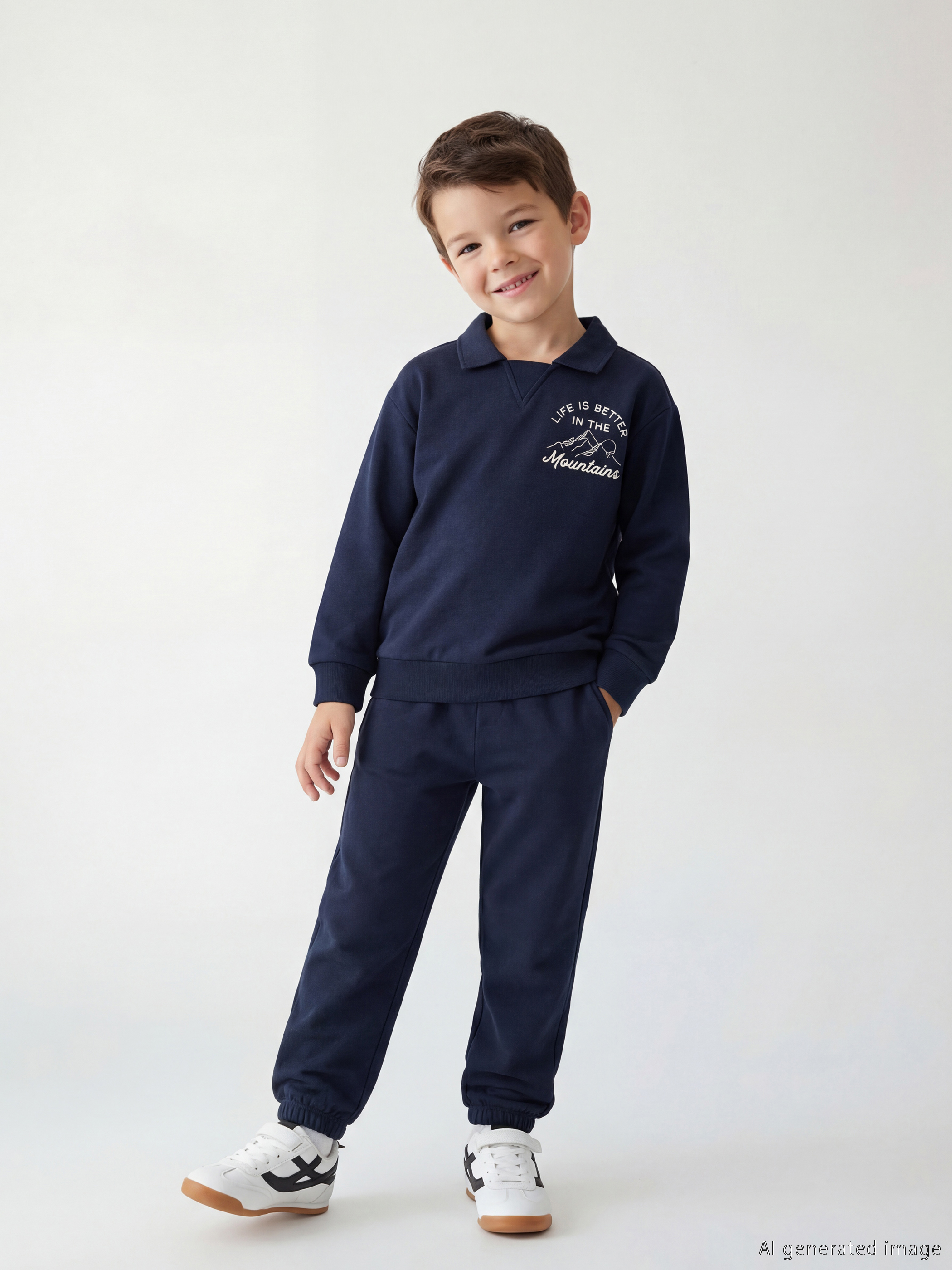 LCW Kids Polo Yaka Baskılı Erkek Çocuk Kalın Eşofman Takımı - S6NB05Z1-R4K