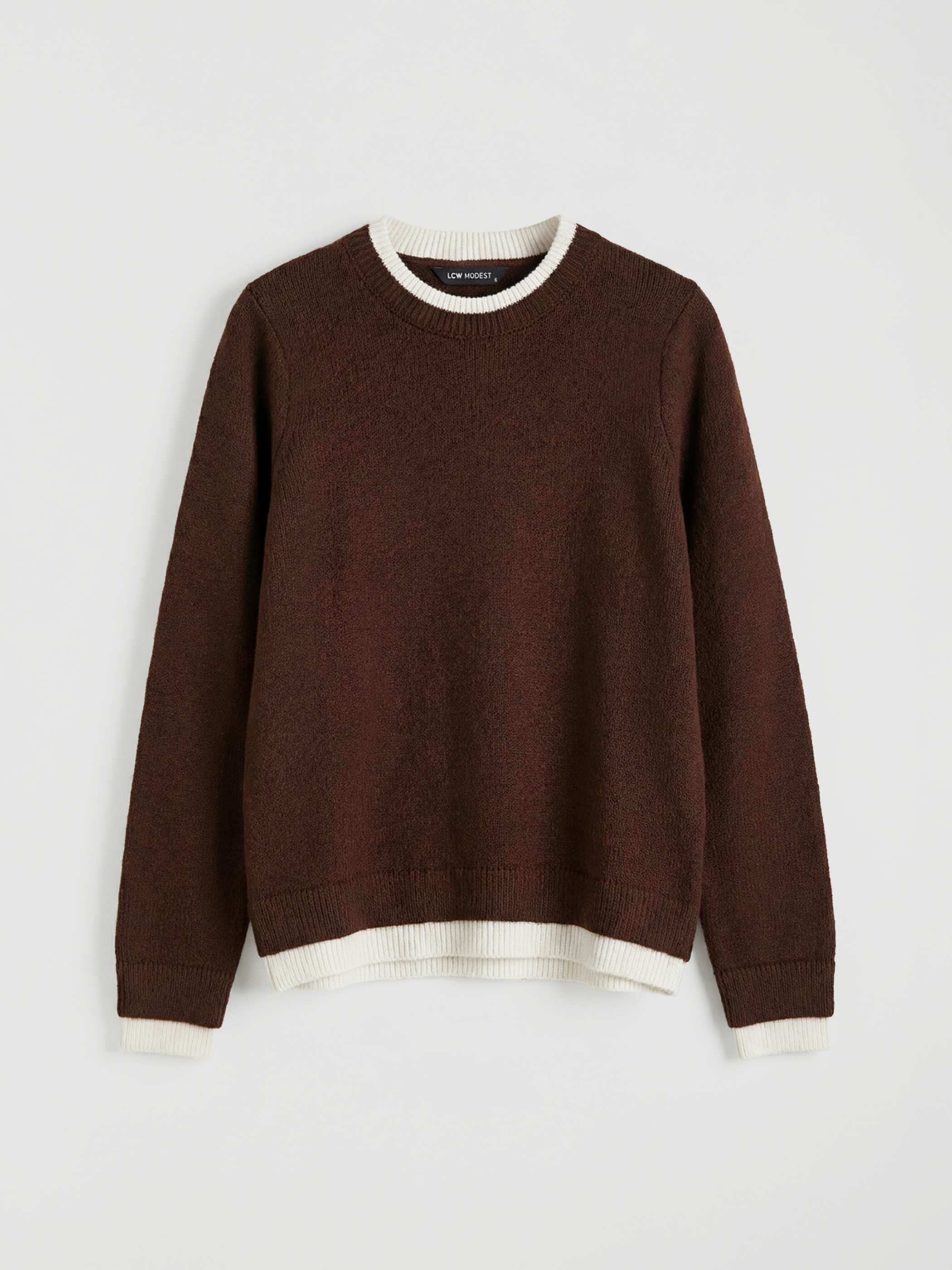 Kahverengi Bisiklet Yaka Kadın Triko Kazak-4