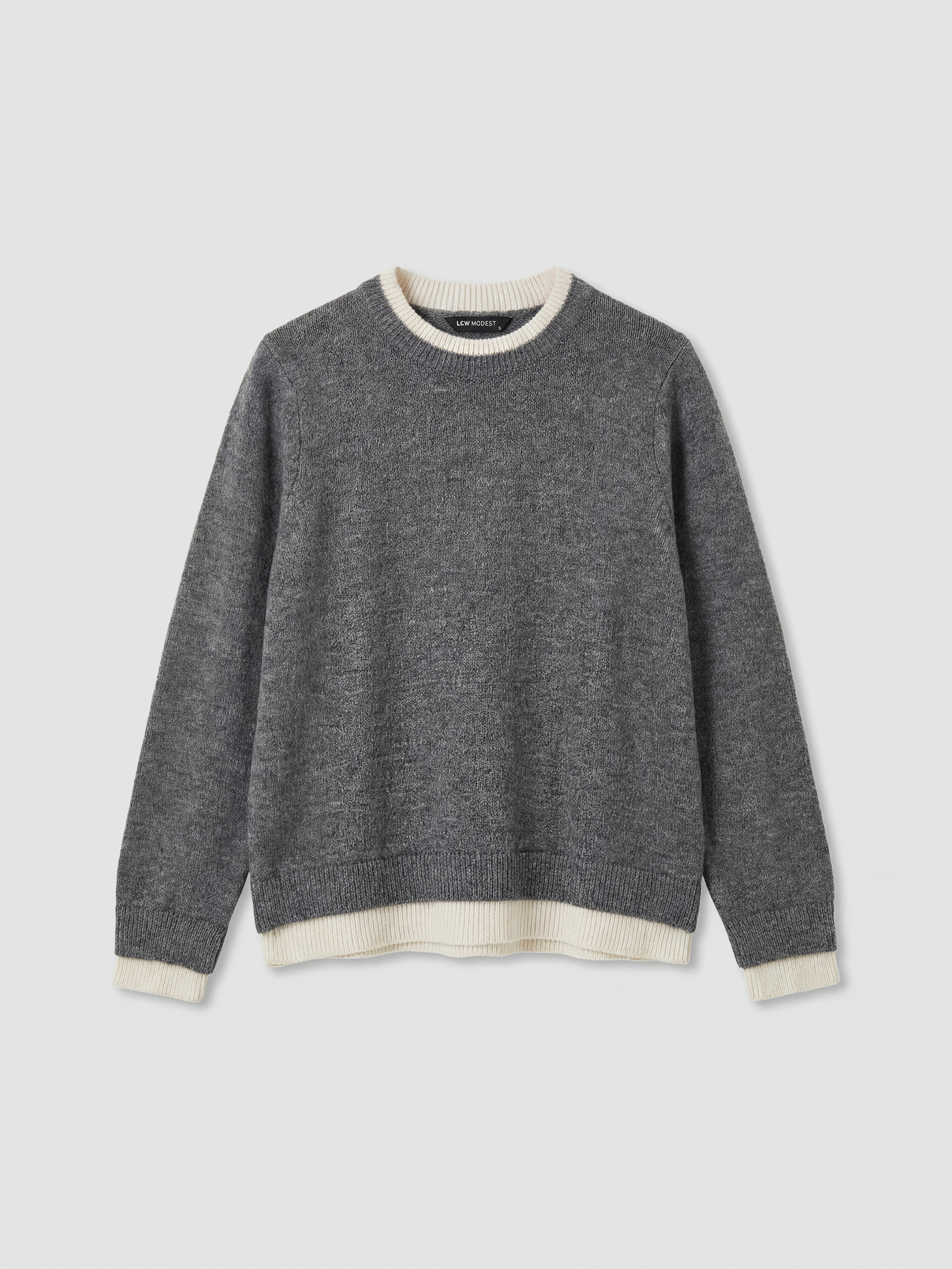 Gri Bisiklet Yaka Kadın Triko Kazak-4