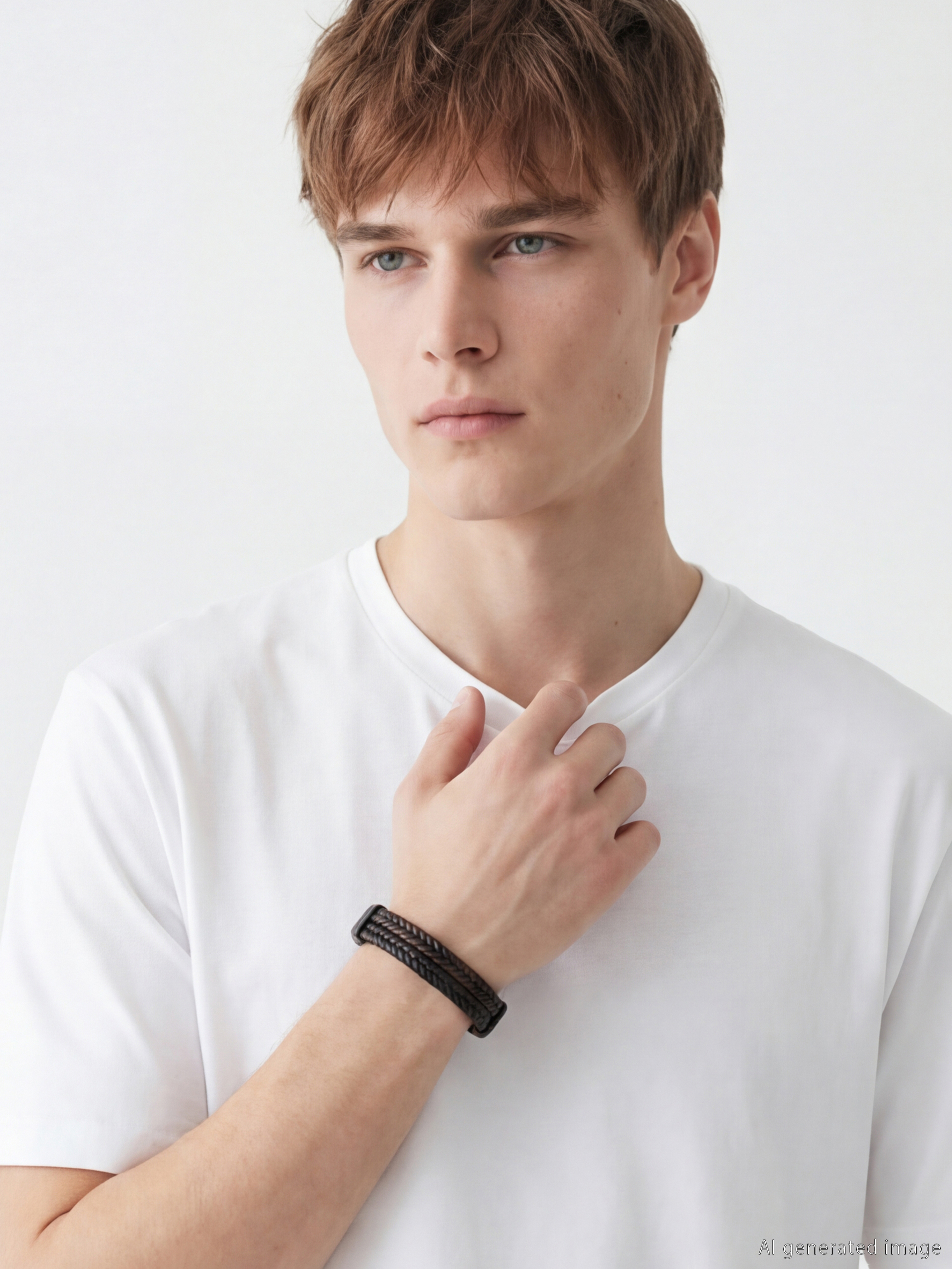 Siyah Örgü Desenlİ Erkek Bileklik-1