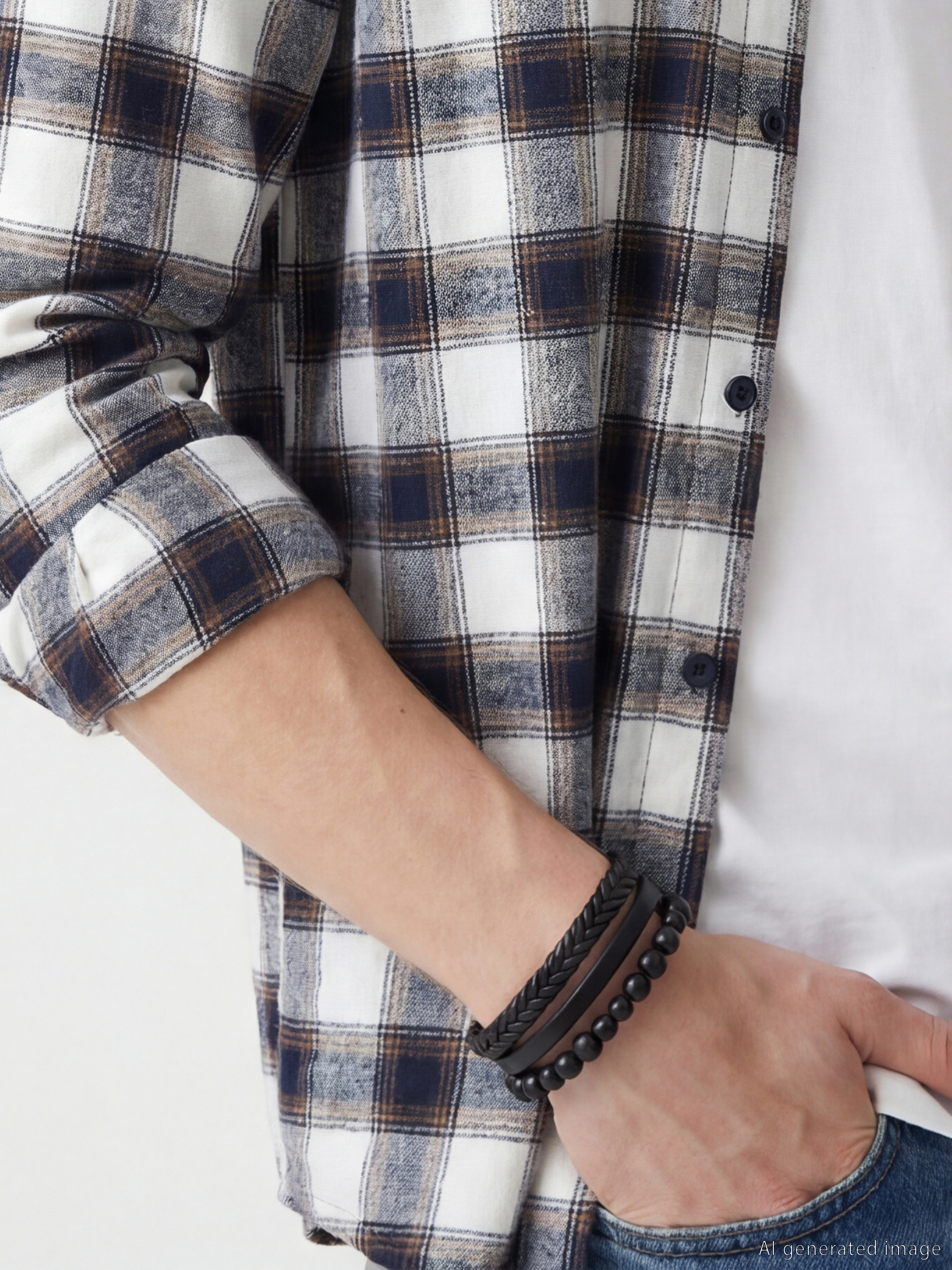 Siyah Taşlı Erkek Bileklik-1