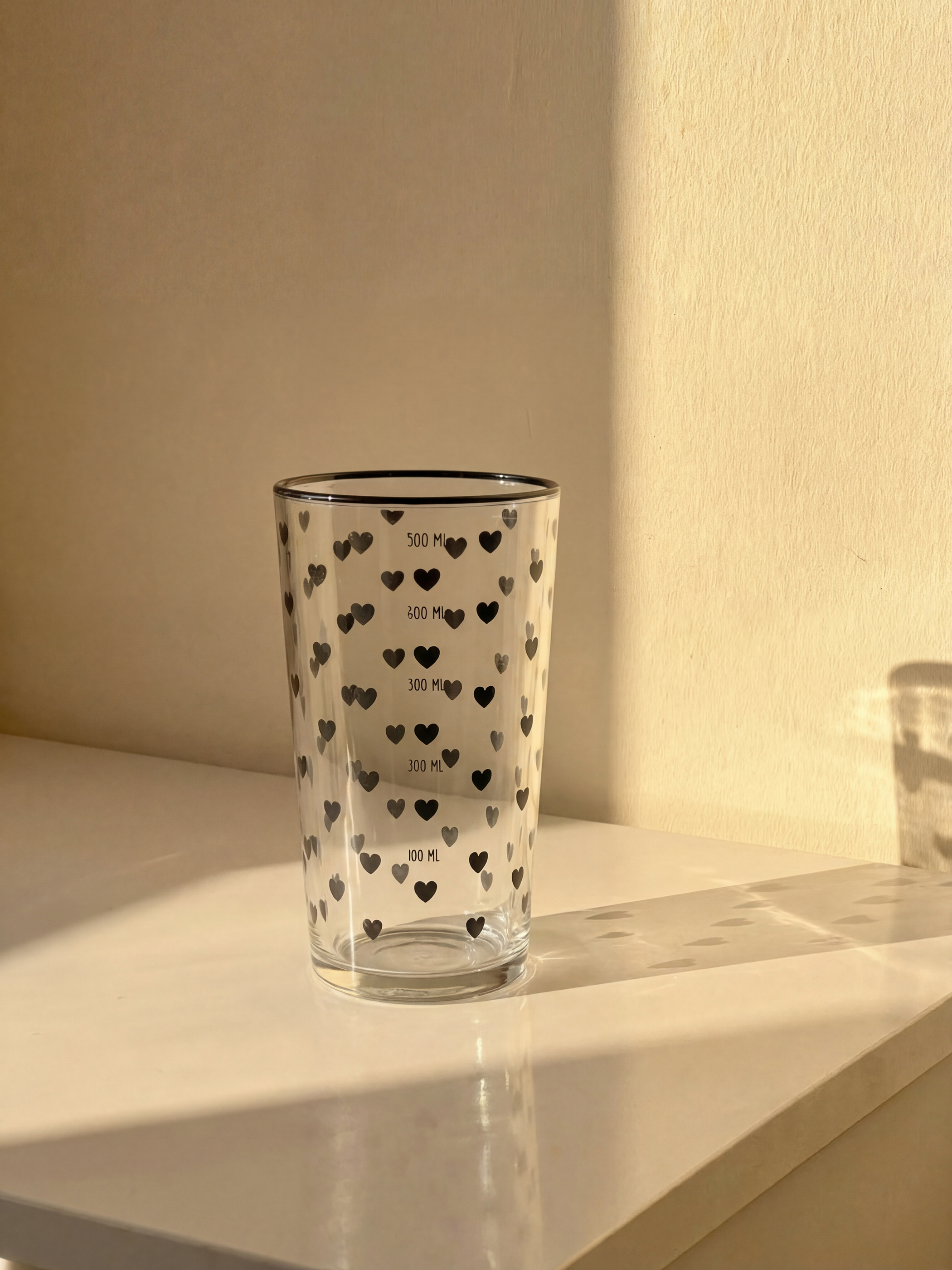 Karışık Kalp Baskılı Cam Bardak 570 Ml-1