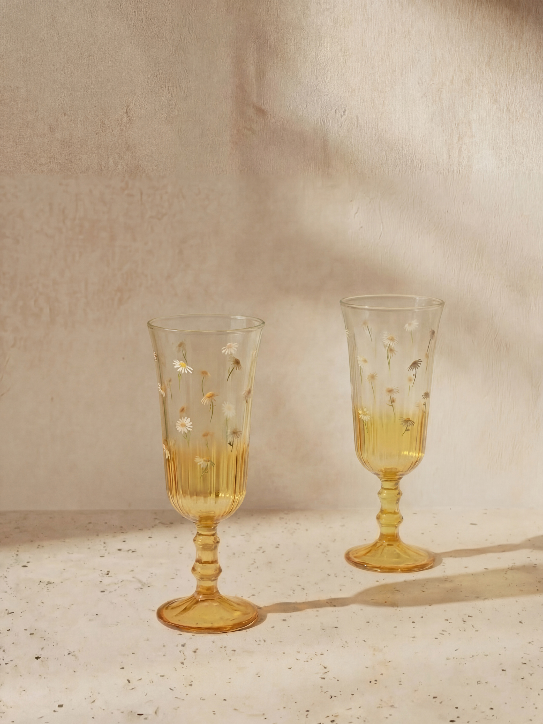 Karışık Baskılı Ayaklı Cam Bardak 2'li 120 ml-1