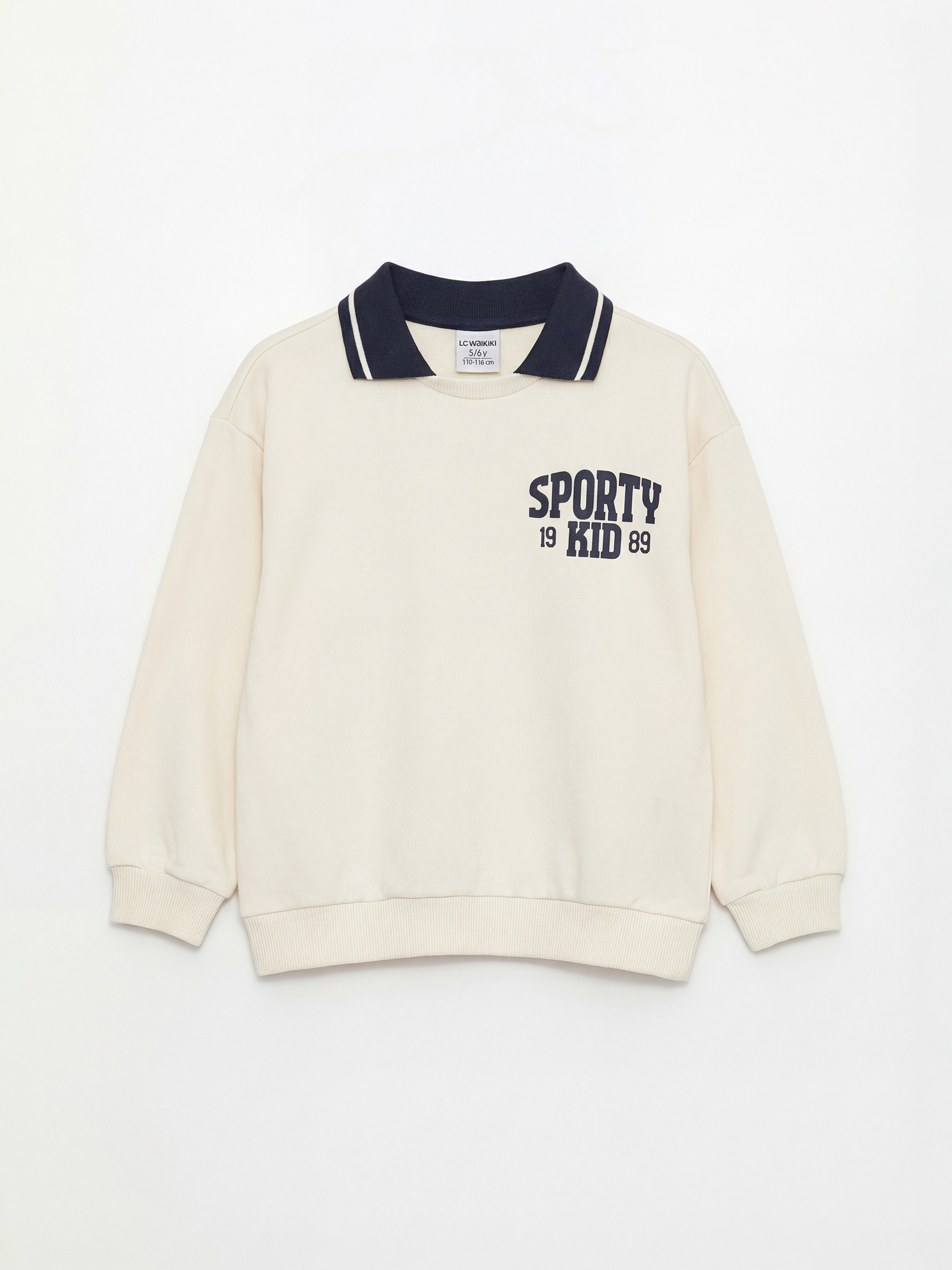 LCW Kids Polo Yaka Baskılı Erkek Çocuk Sweatshirt - S6NE83Z1-QVK