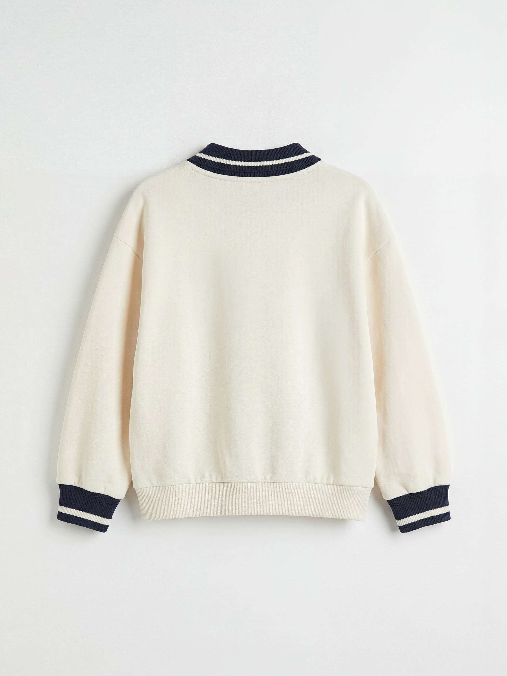 Bej Polo Yaka Baskılı Erkek Çocuk Sweatshirt-1