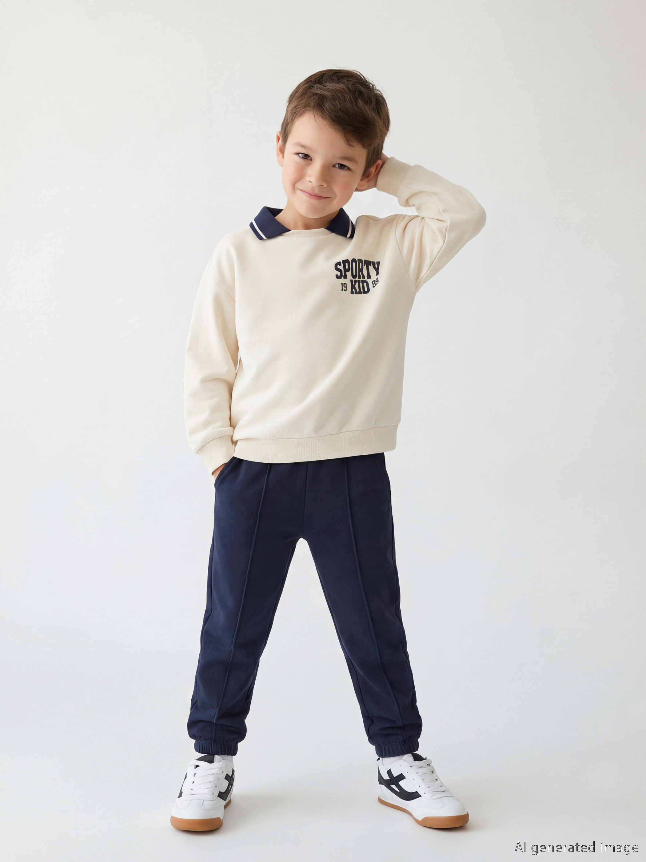 LCW Kids Polo Yaka Baskılı Erkek Çocuk Kalın Eşofman Takımı - S6NE84Z1-QVK