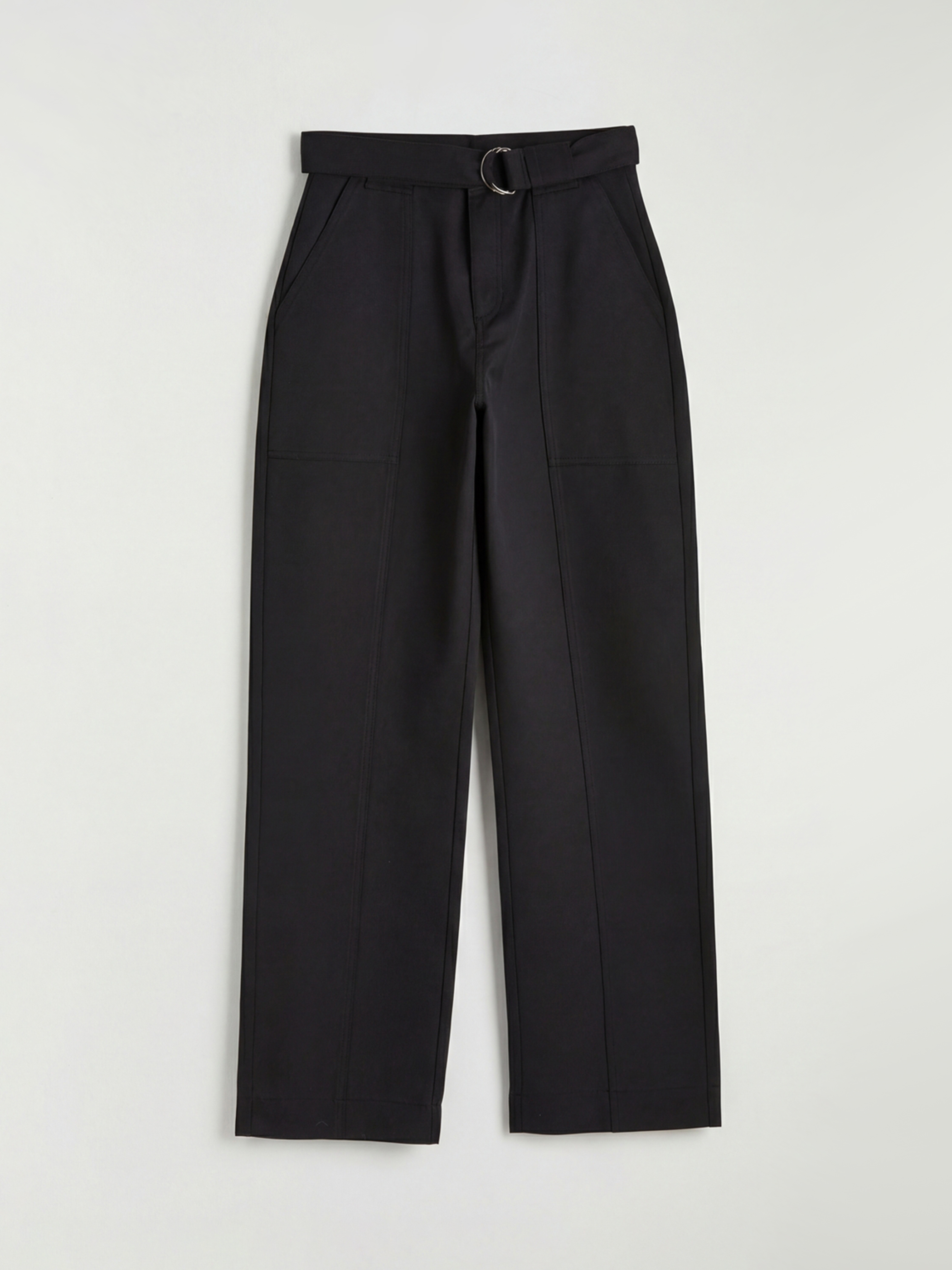 Siyah Beli Kemerli Kadın Pantolon-4