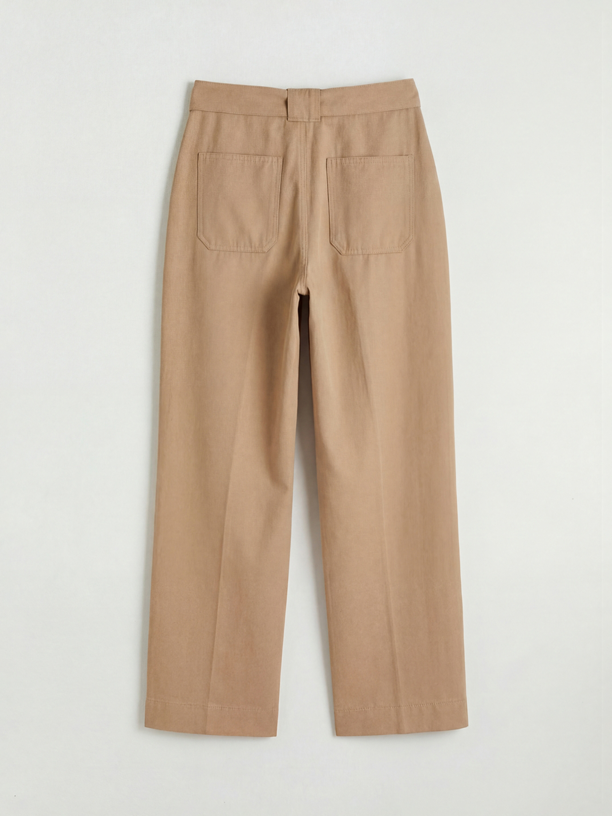 Bej Beli Kemerli Kadın Pantolon-5