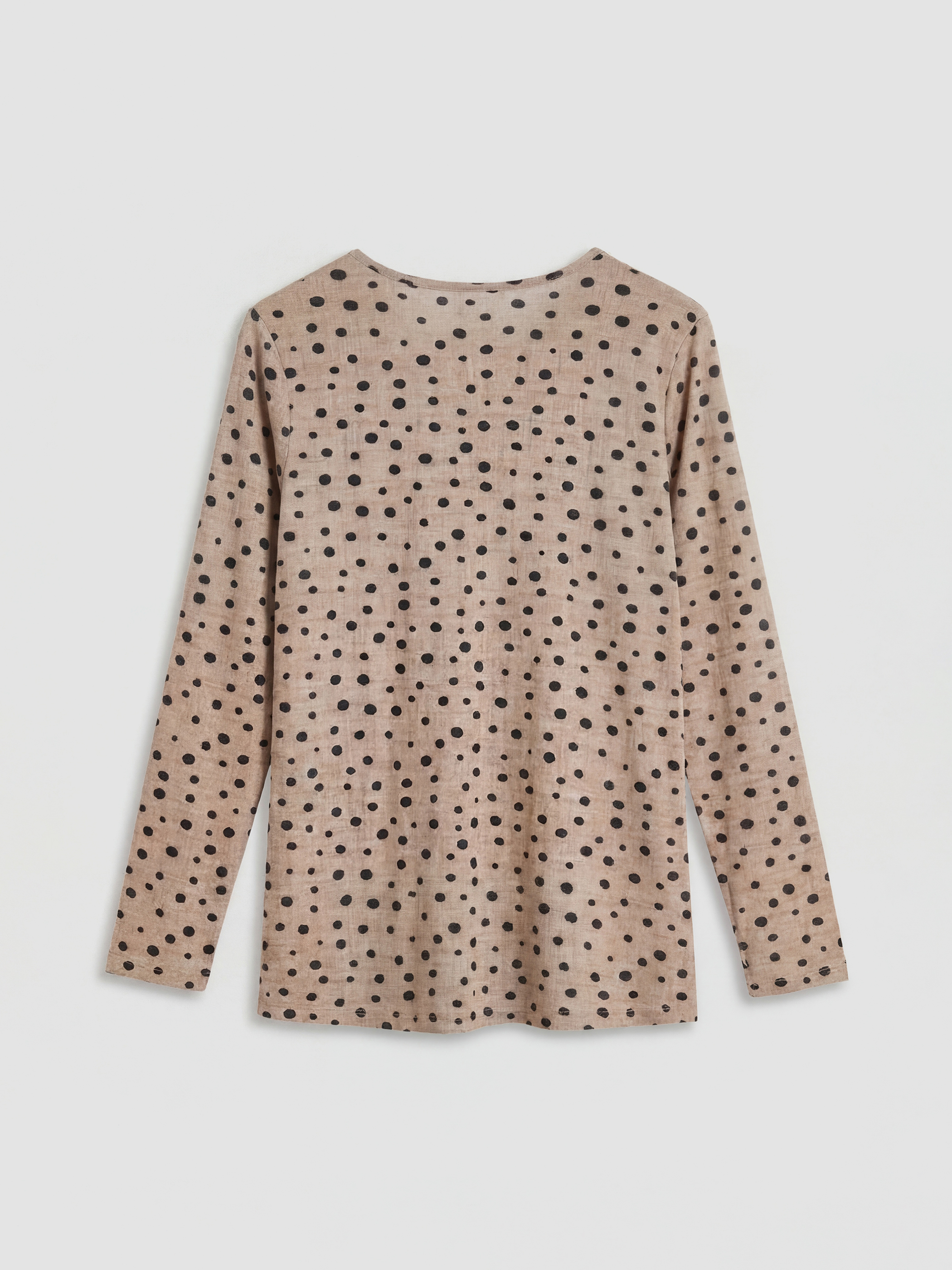 Bej Bisiklet Yaka Puantiyeli Bluz-3