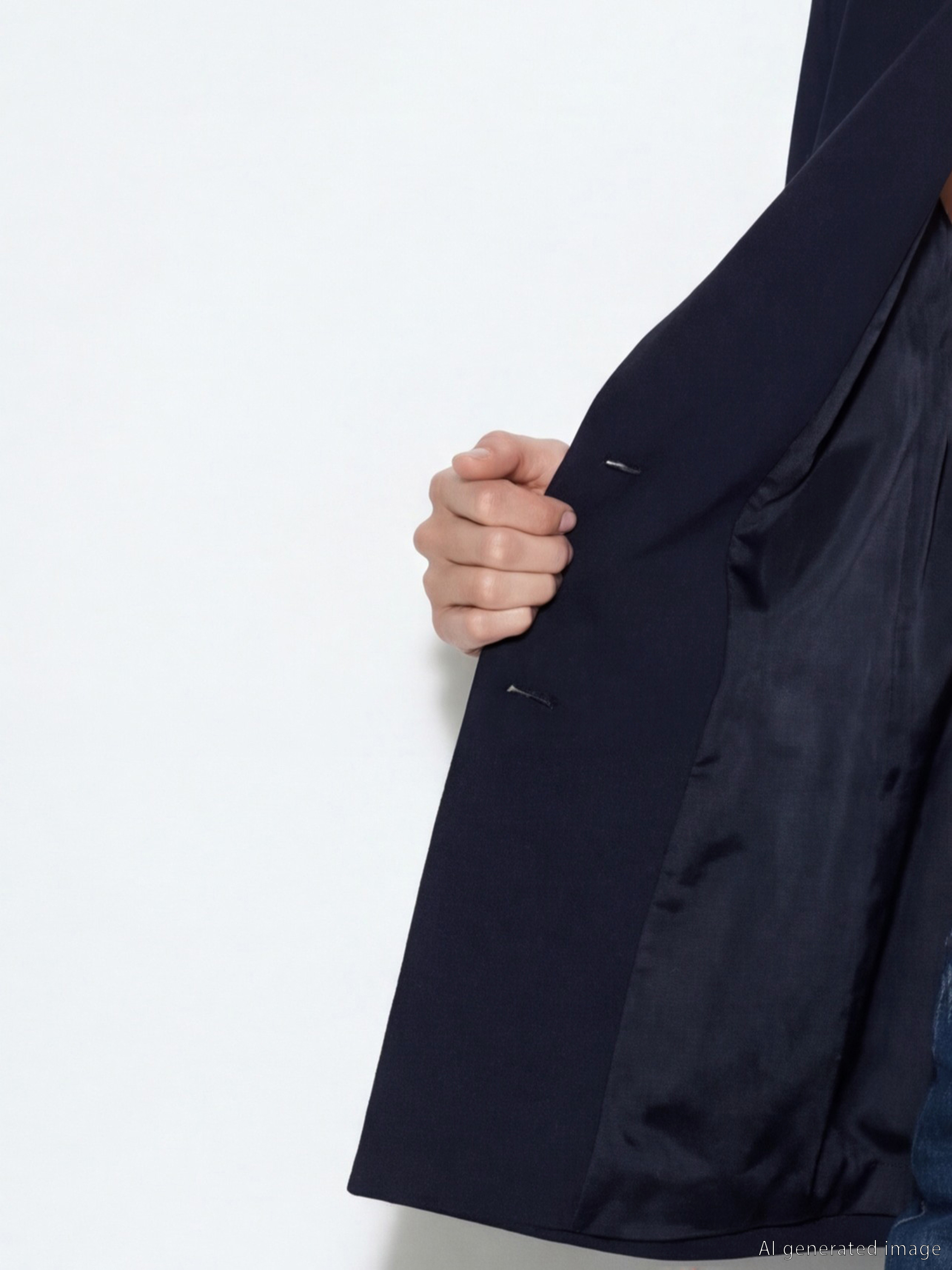 Lacivert Krep Kadın Blazer Ceket-2