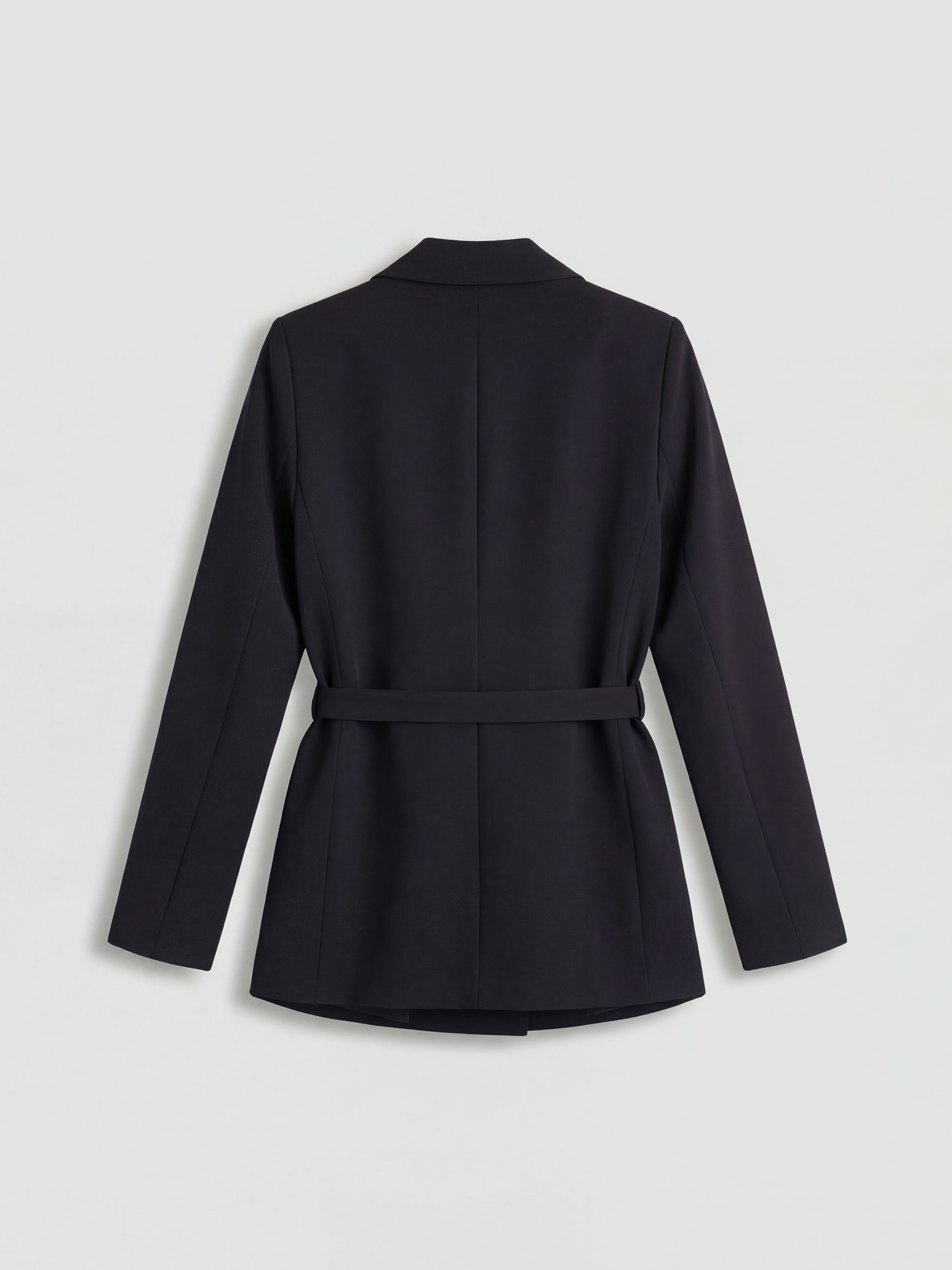 Siyah Kemerli Krep Kadın Blazer Ceket-1