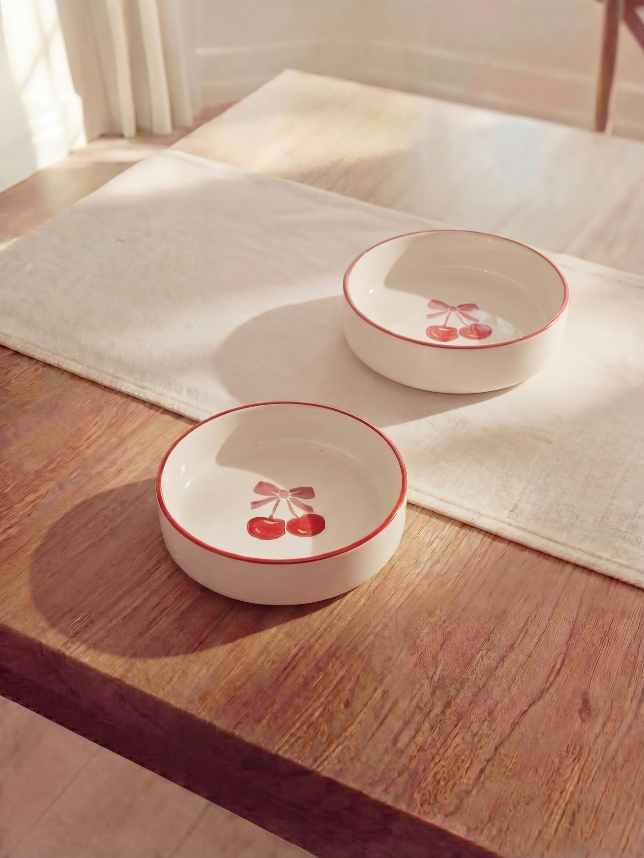 Karışık Kiraz Baskılı Seramik Kase 2'li 13 cm-1