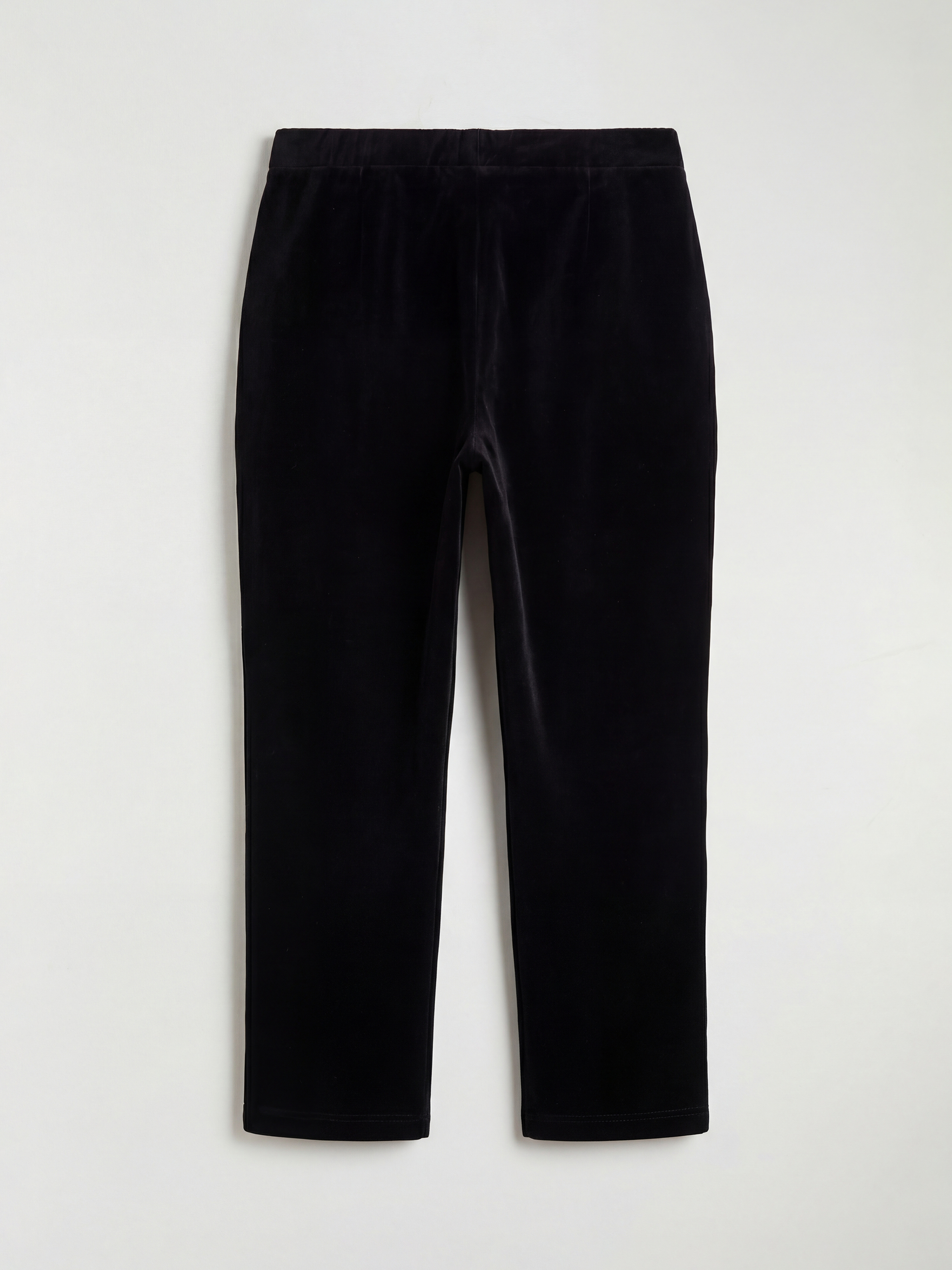 Siyah Büyük Beden Beli Lastikli Kadın Kadife Pantolon-1