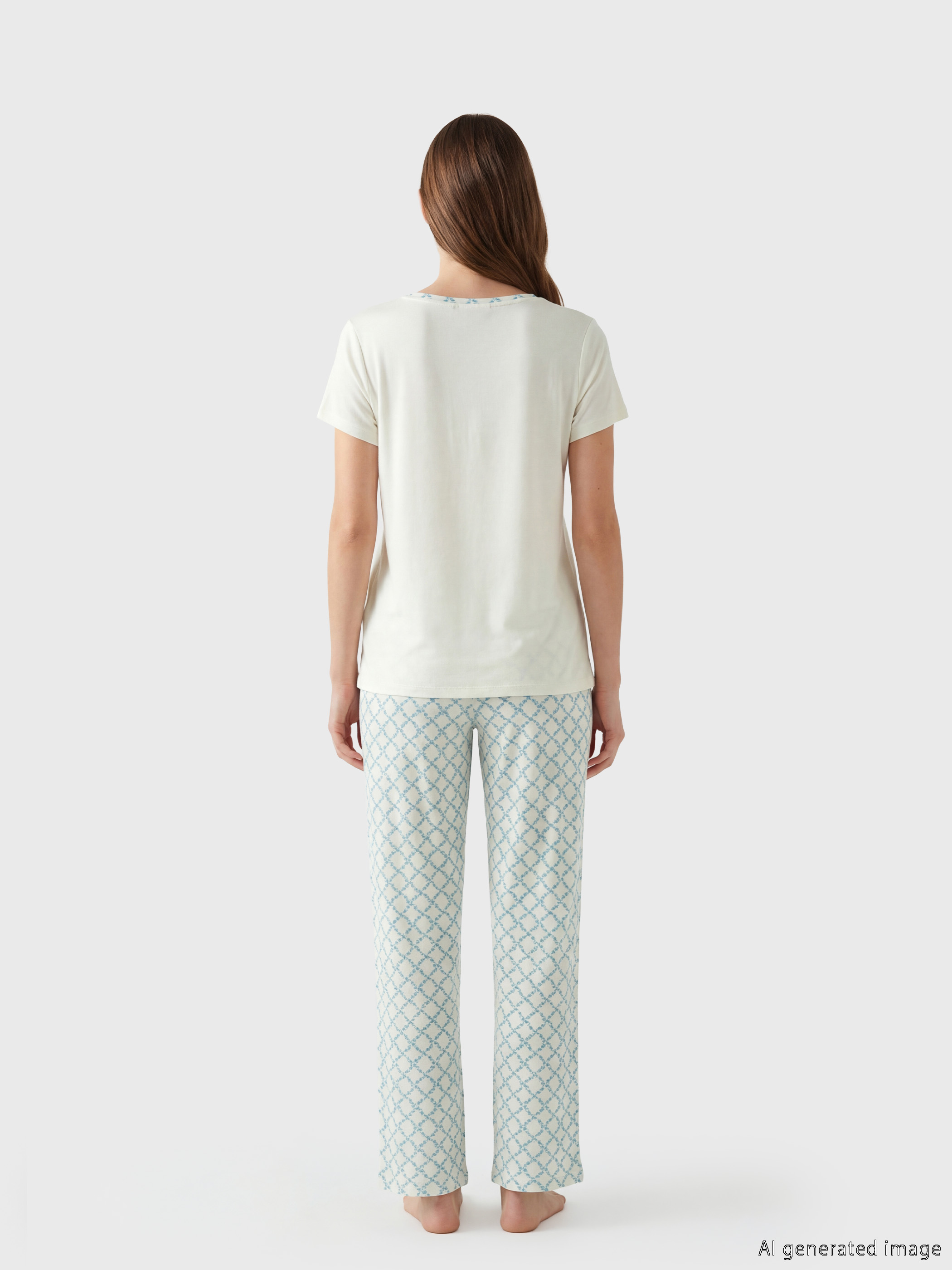 Yeşil Çiçekli Kadın Pijama Üst-3