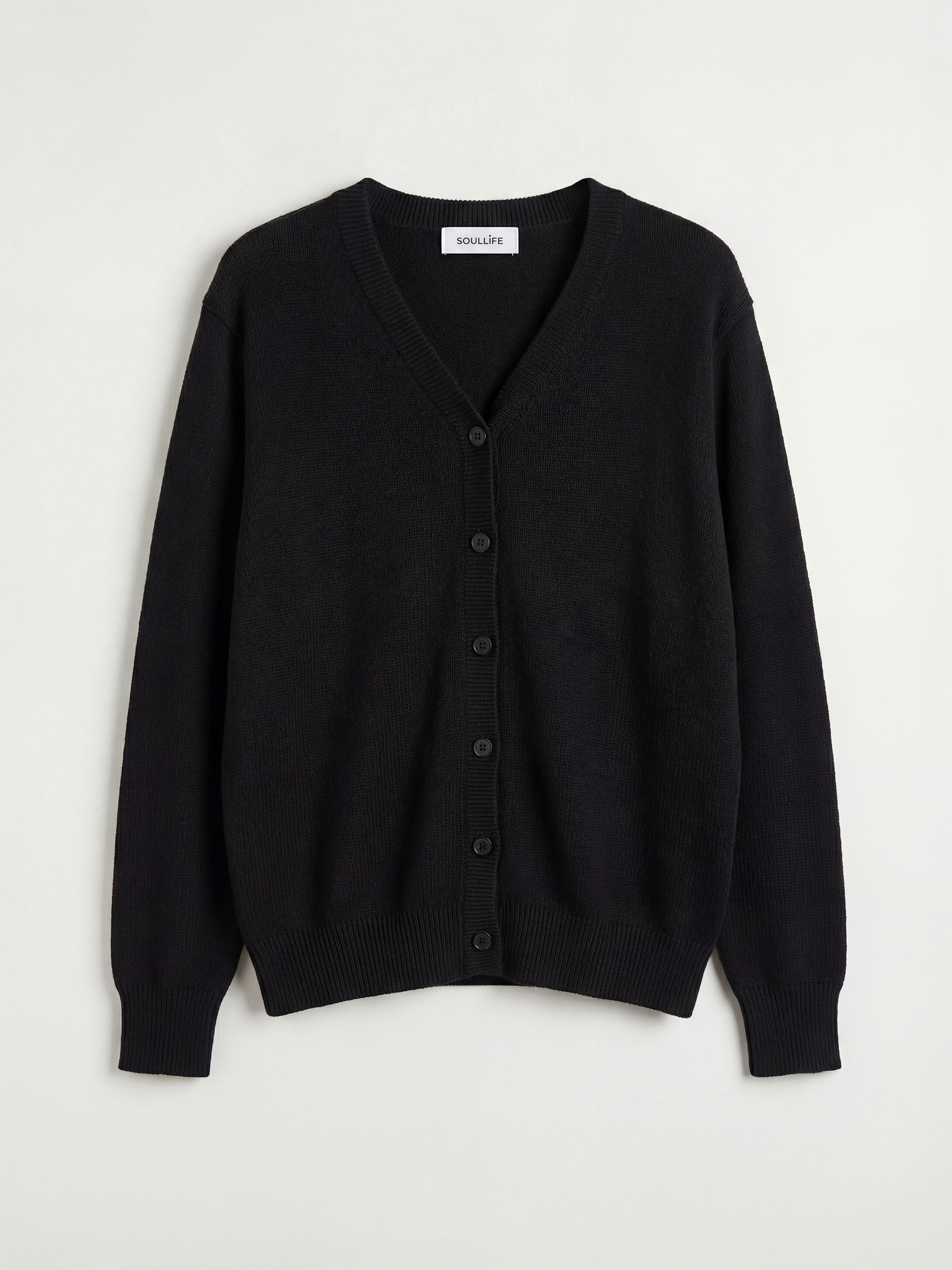 Siyah V Yaka Kadın Triko Hırka-4