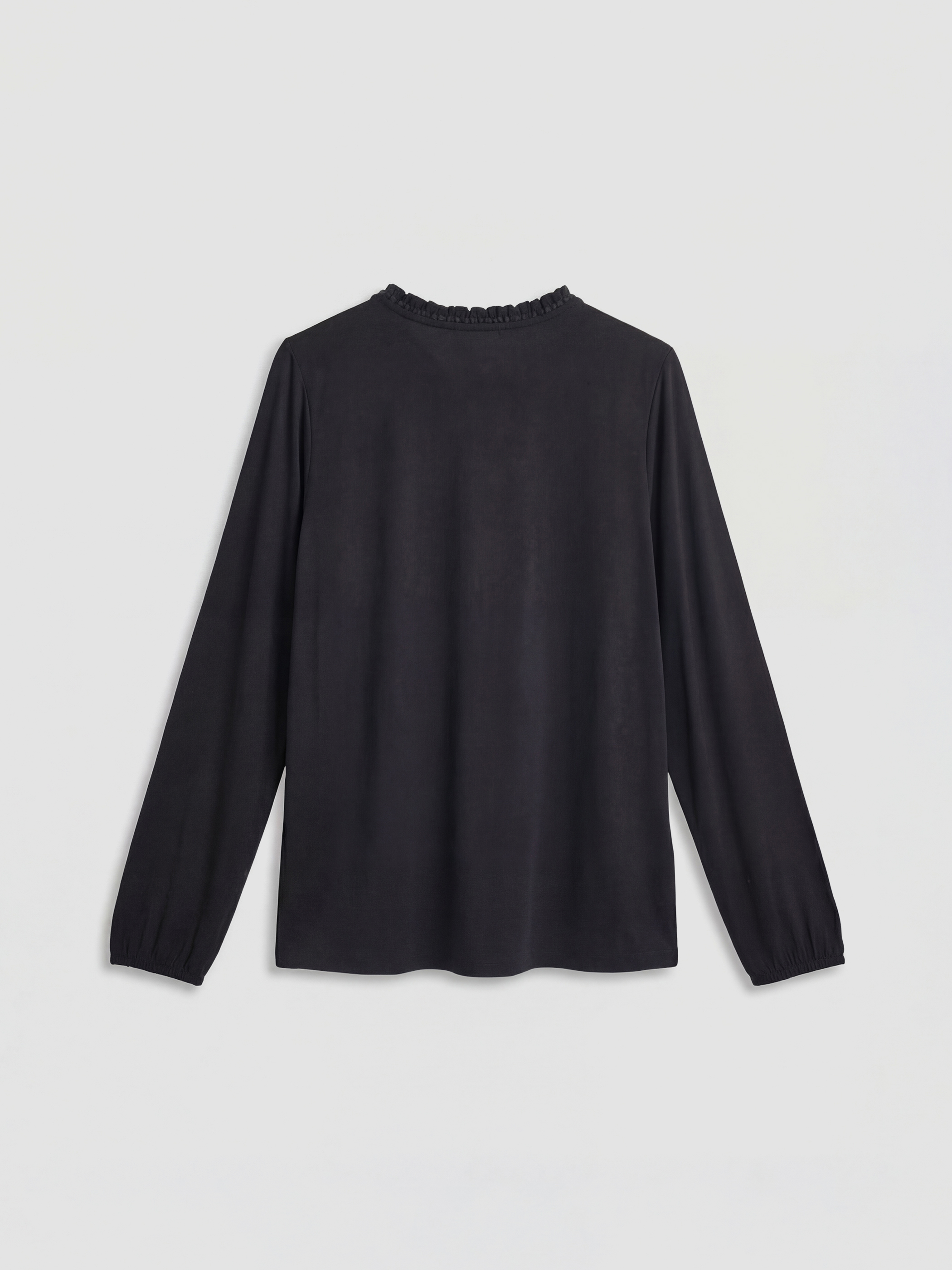 Siyah Fırfır Dik Yaka Bluz-5