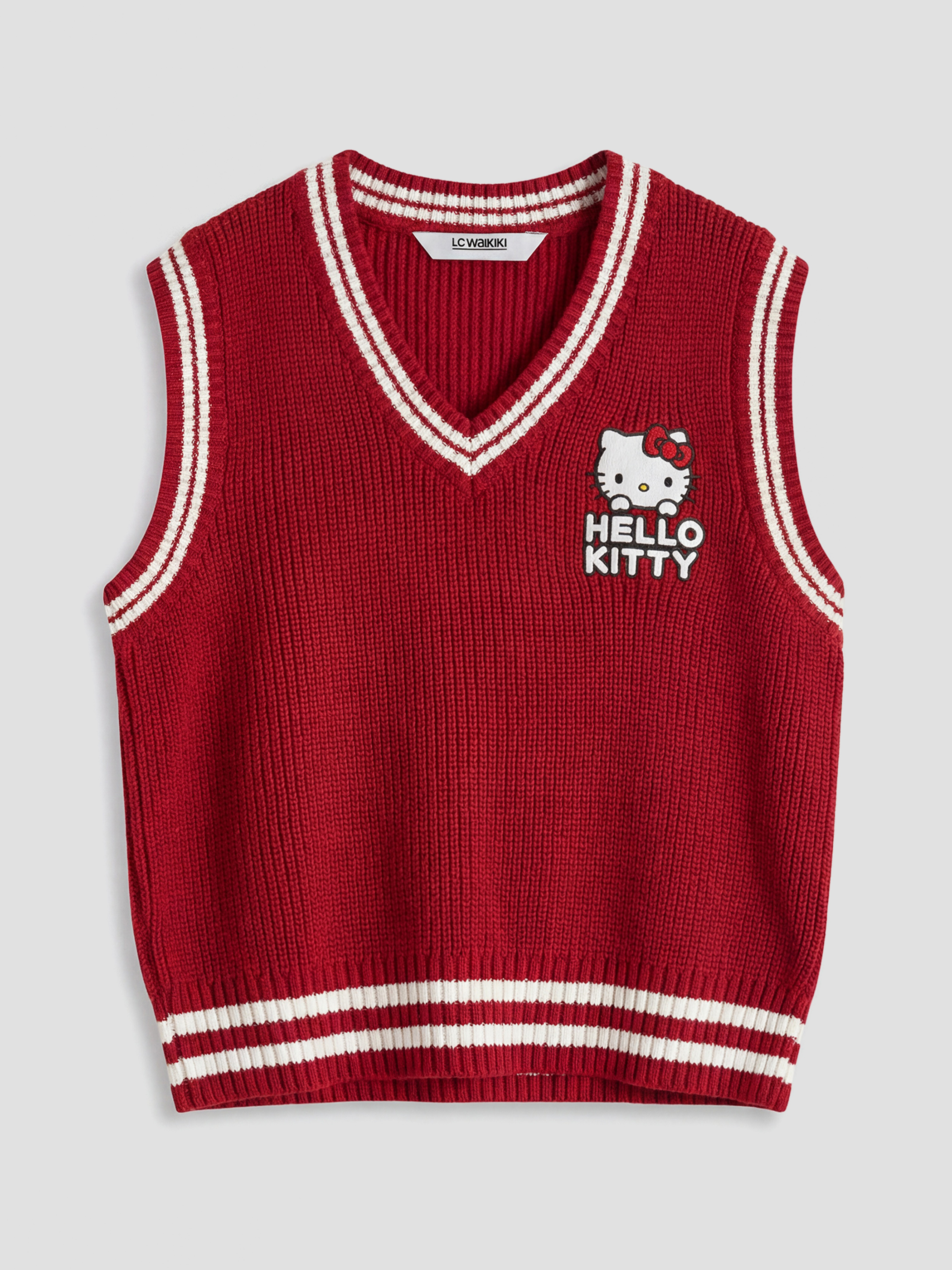 LCW Kids V Yaka Hello Kitty Nakışlı Kız Çocuk Triko Süveter - S6NM00Z4-MMQ