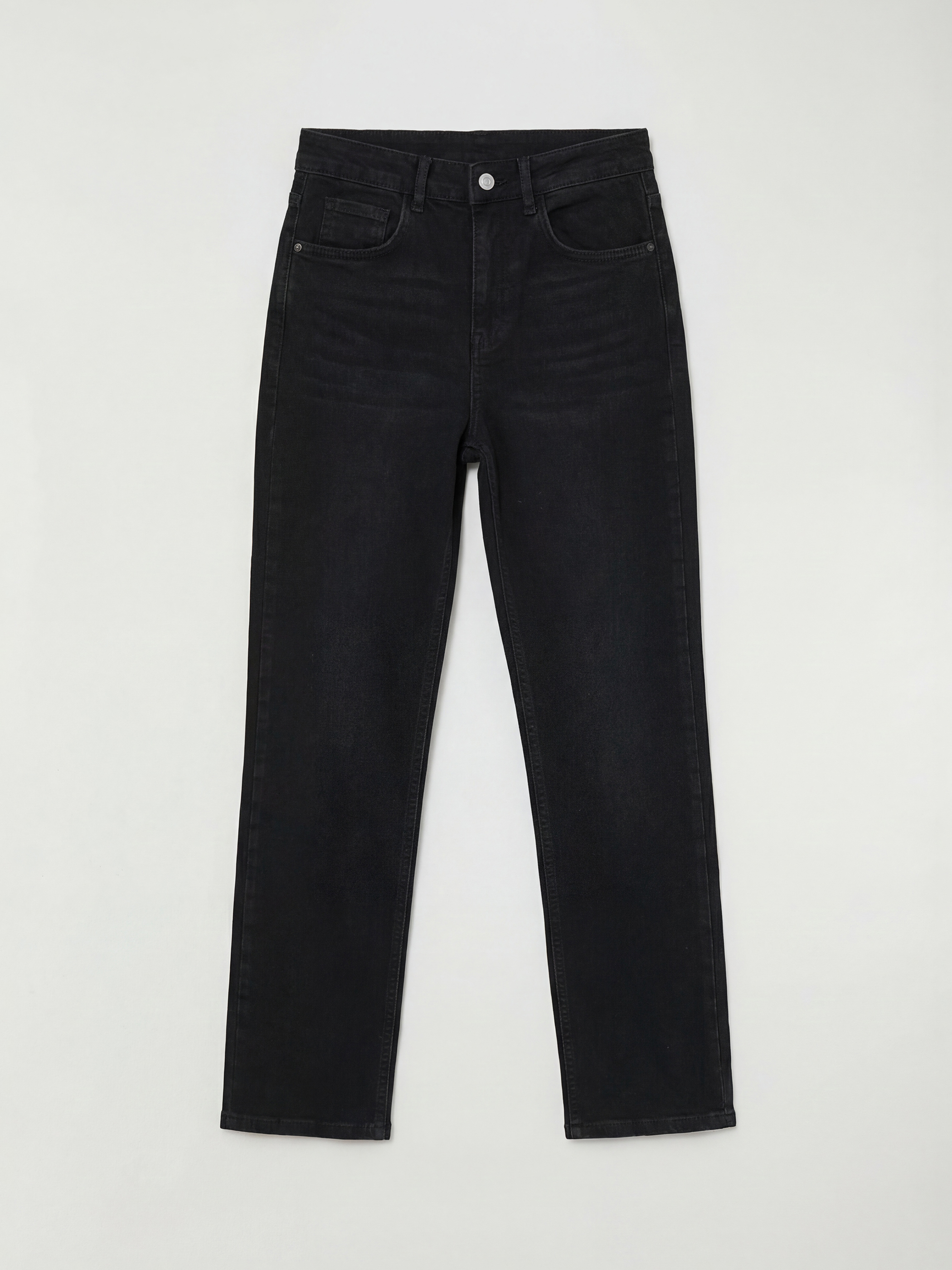 Siyah Kadın Regular Fit Yüksek Bel Jean Pantolon-4