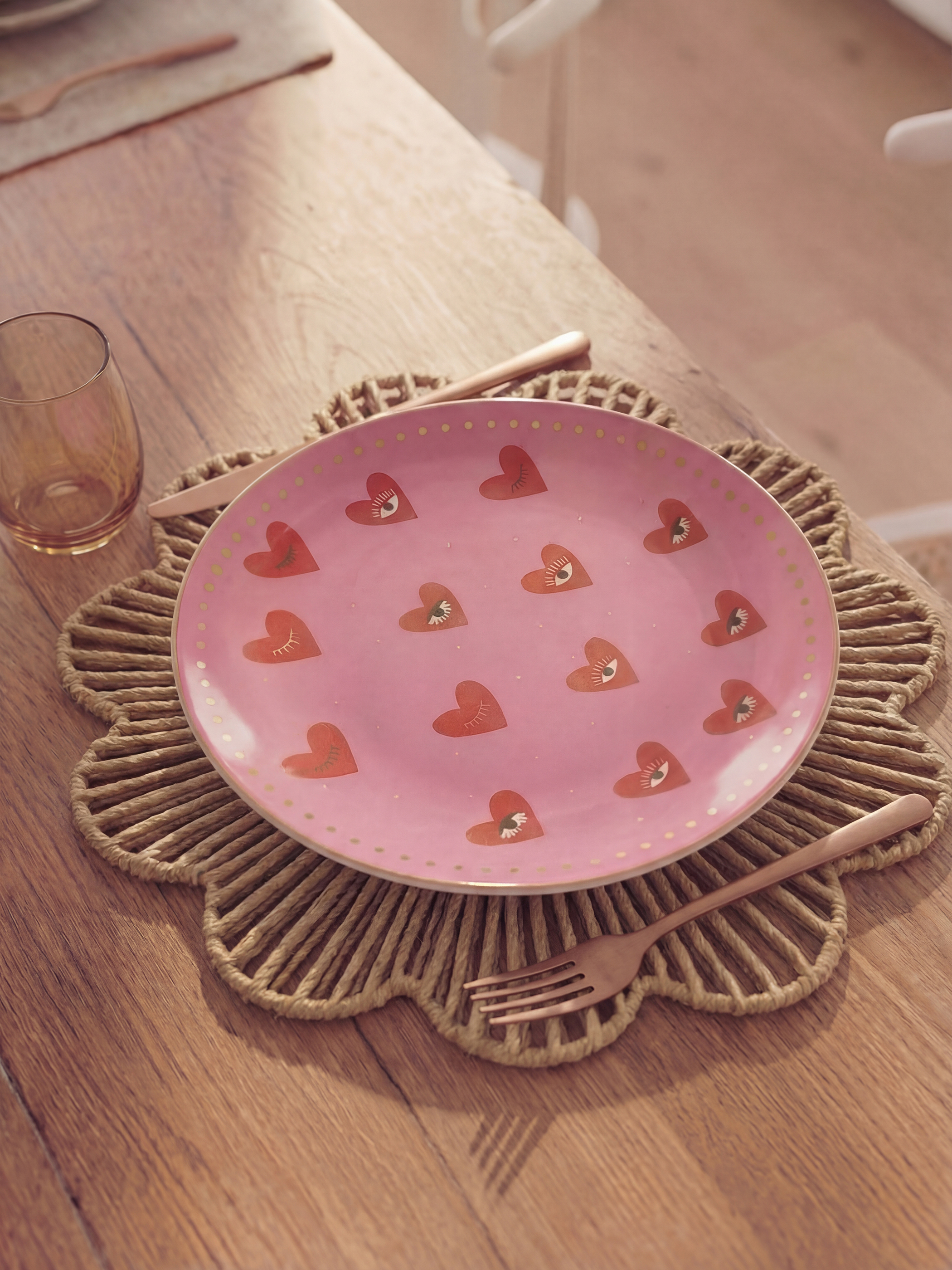 Karışık Kalp Baskılı Porselen Tabak-1