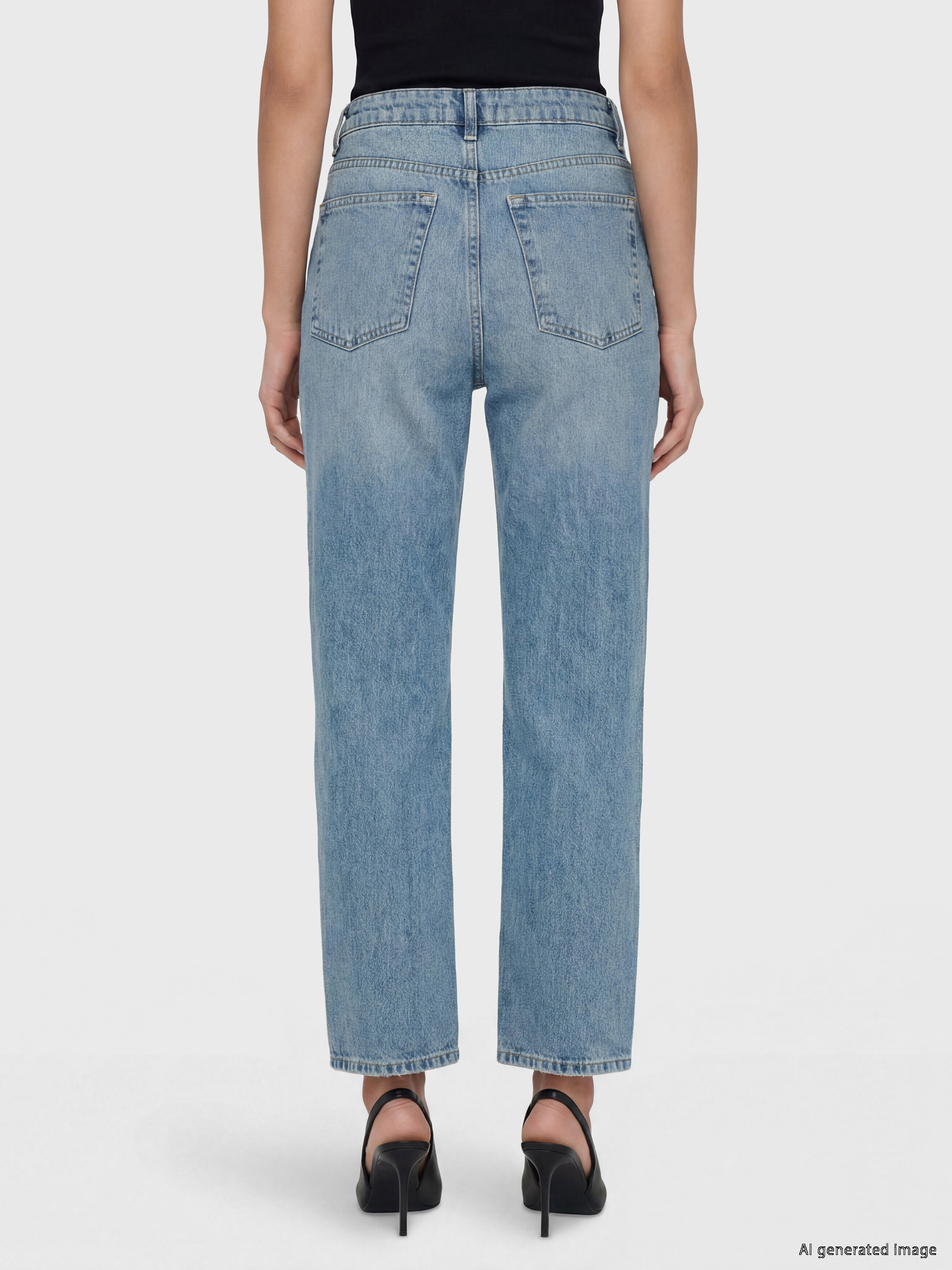 İndigo Yüksek Bel Slim Fit Kadın Jean Pantolon-3